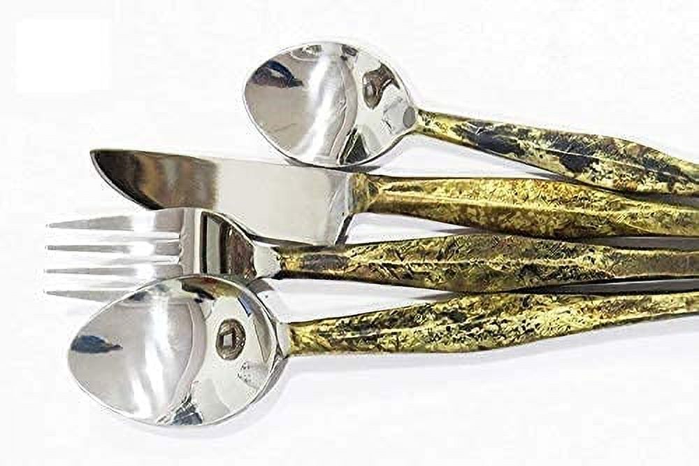 Stainless Steel Flatware Silverware Set, Spoon, Fork, Knife Stainless Steel Rustic Brass Dinnerware Set Kitchen Restaurant,Hotel