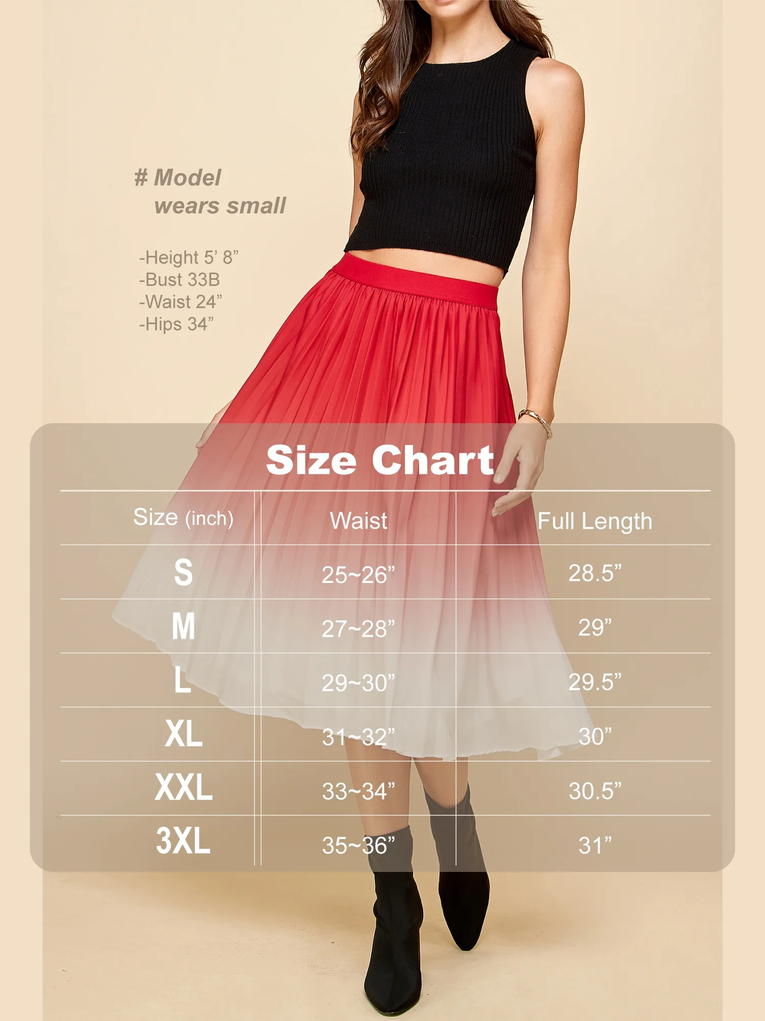 Made by Johnny Women's High Elastic Waist Pleated Mid A-Line Swing Skirt M MUSTARD