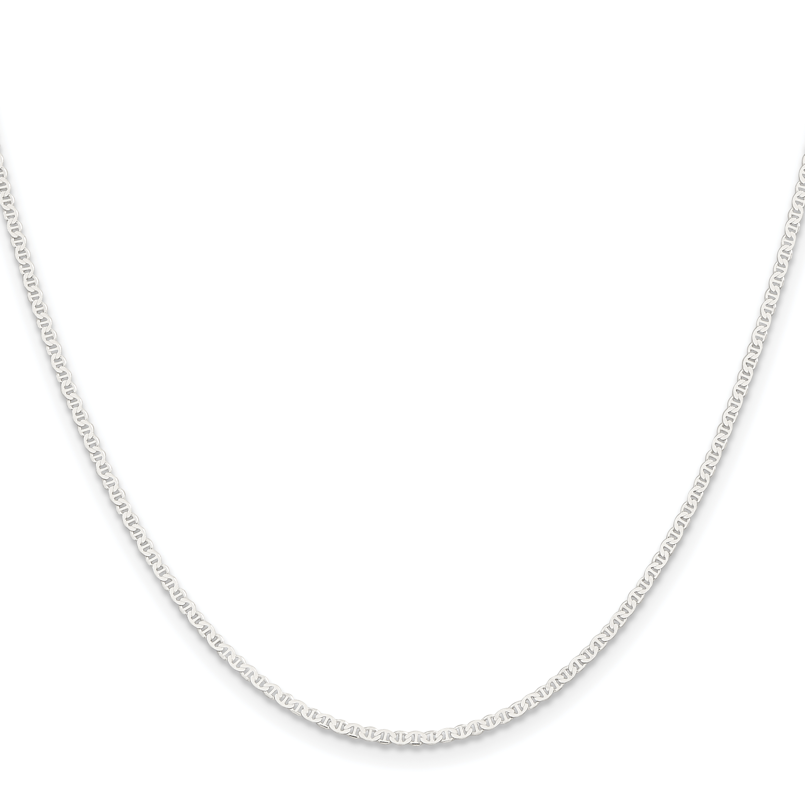 Carat in Karats Sterling Silver 1.85mm Flat Anchor Chain Necklace 24 Inch Length