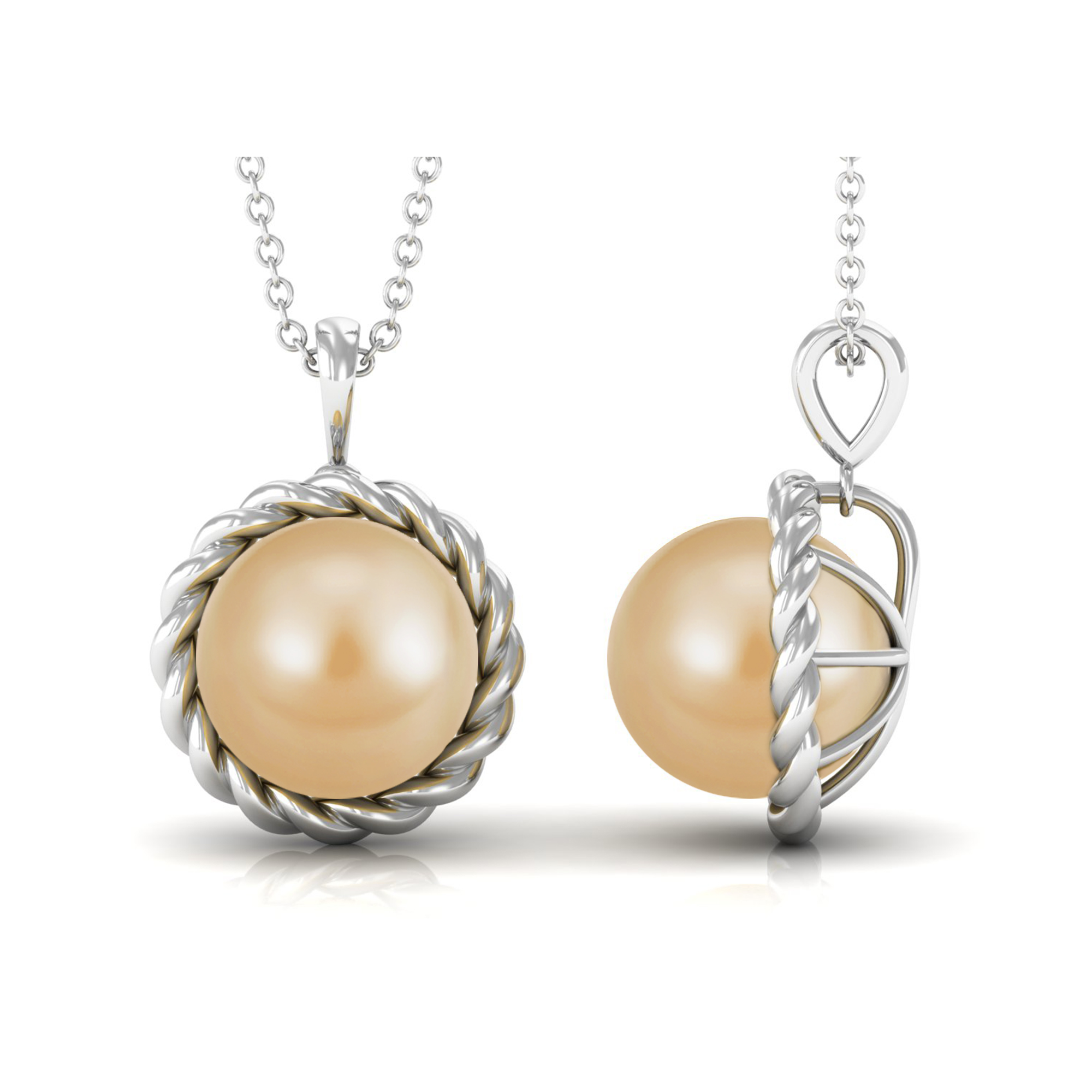 South Sea Pearl Pendant Necklace for Women, 10 mm, AAA Quality, 925 Sterling Silver