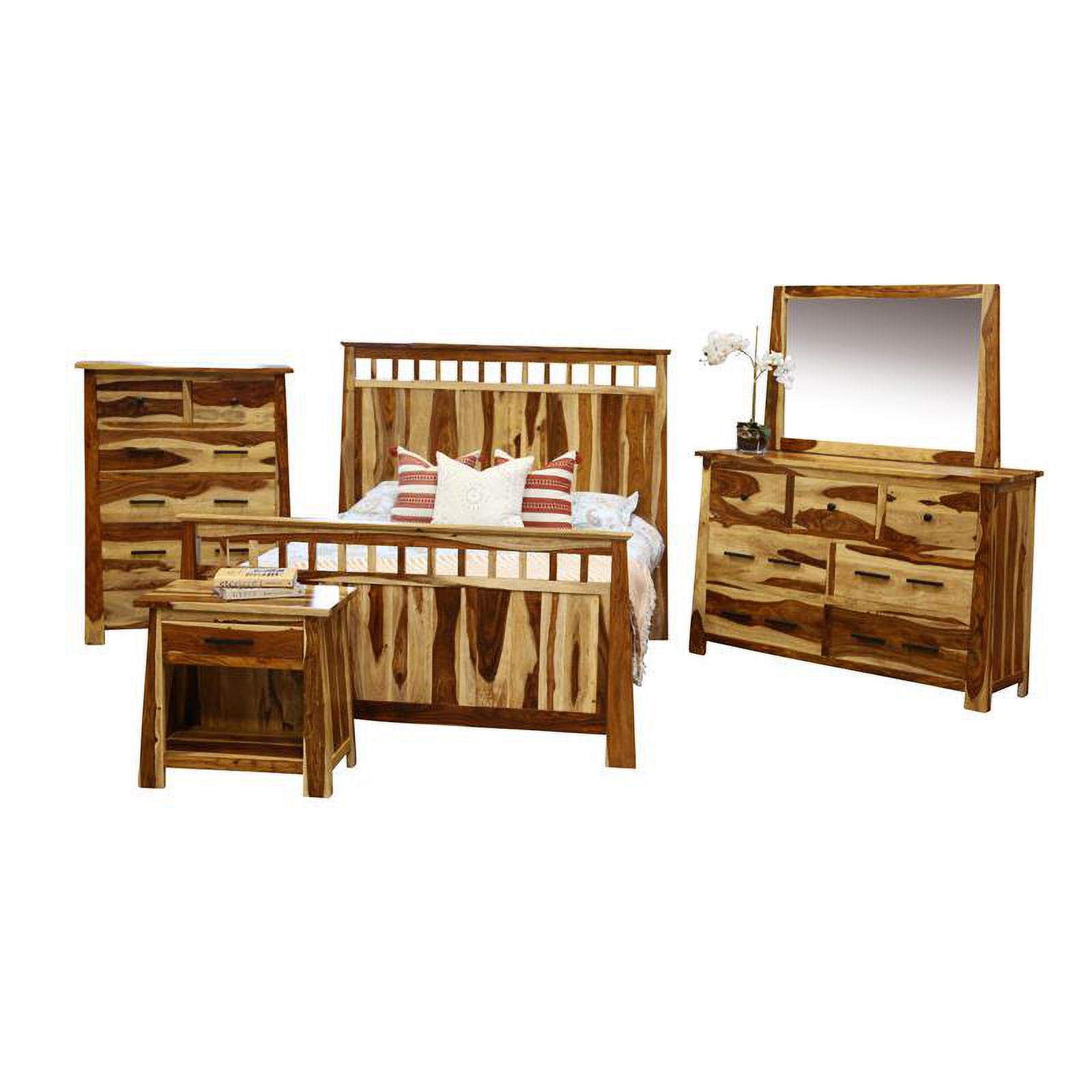 Kalispell 4 PC Solid Sheesham Wood Queen Bedroom Set