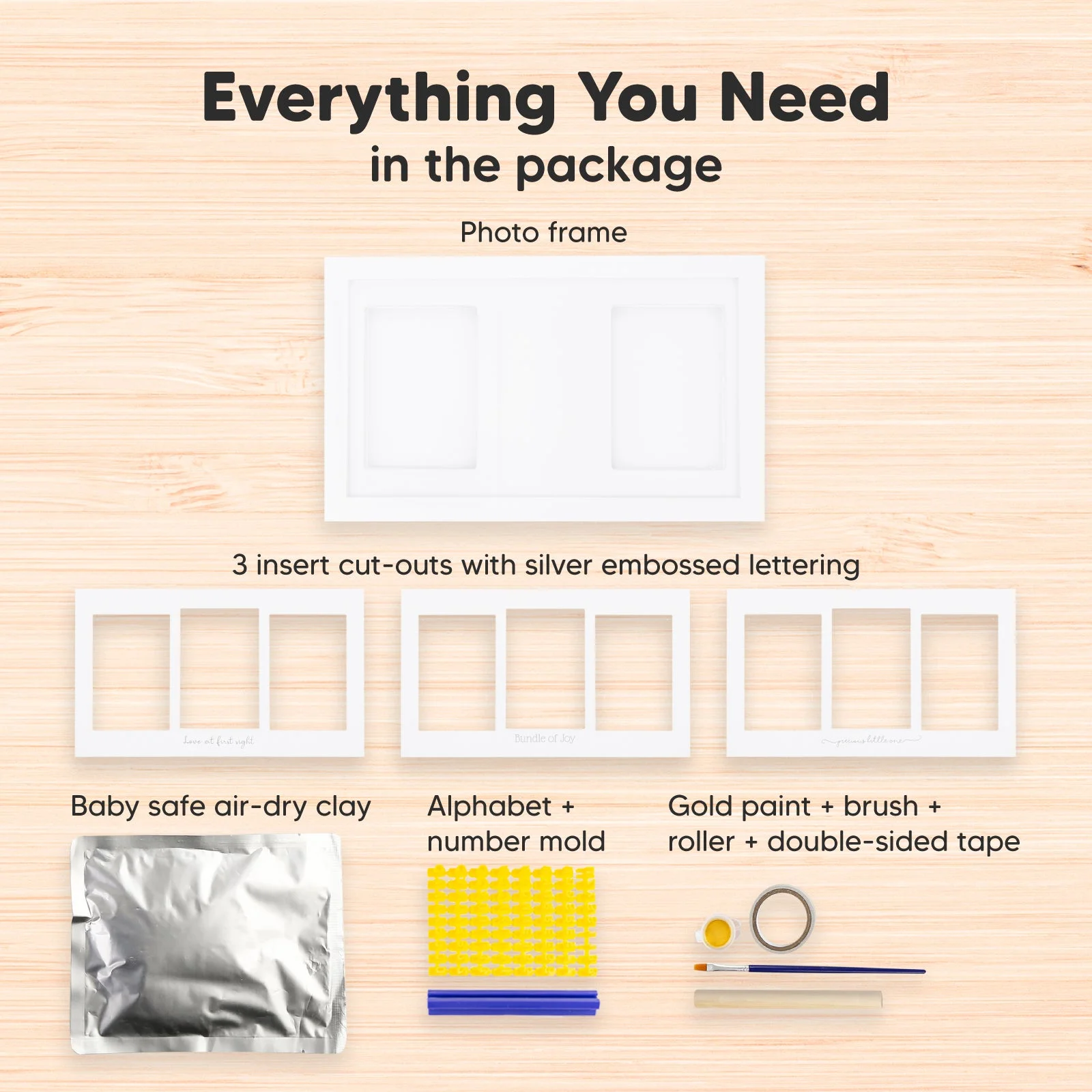 KeaBabies Baby Handprint Footprint Keepsake Kit, White Photo Frame (Alpine White)