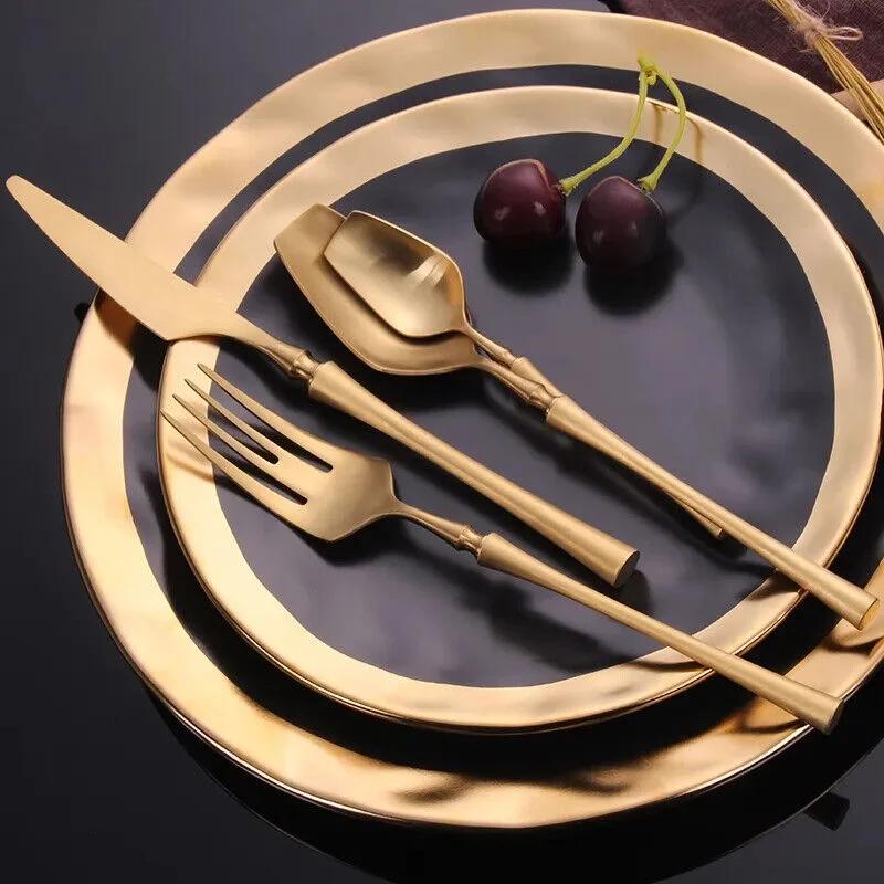 Stainless Steel Cutlery Set Gold Dinnerware Set Food Tableware Dinnerwares