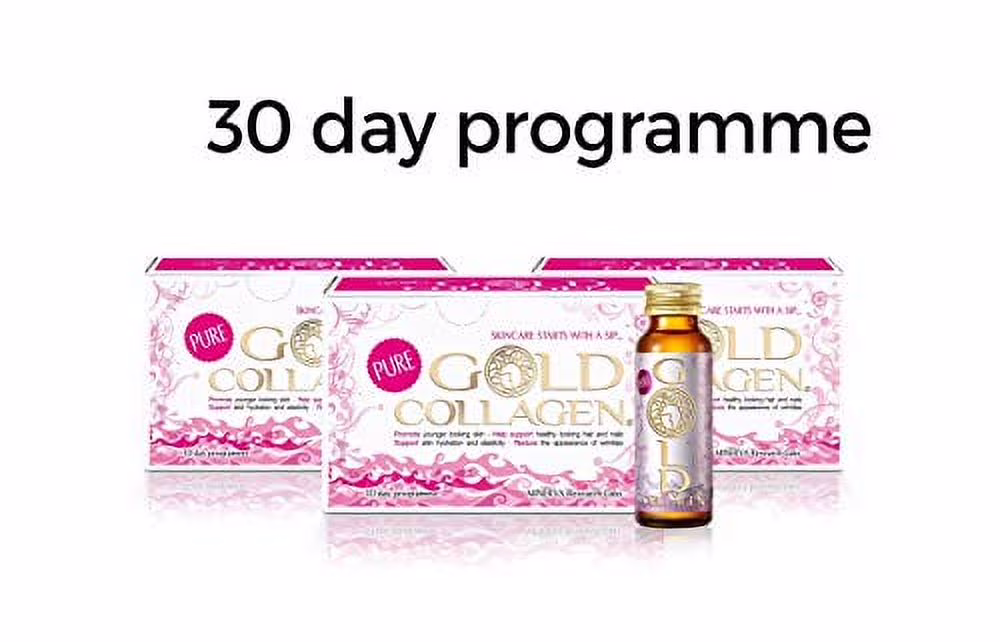 Pure Gold Collagen | The Original #1 Liquid Collagen Anti Aging Supplement | Hydrolyzed Marine Collagen Drink with Hyaluronic Acid, Borage Oil, Vitamins & Minerals for Hair Skin and Nails | 30 Day