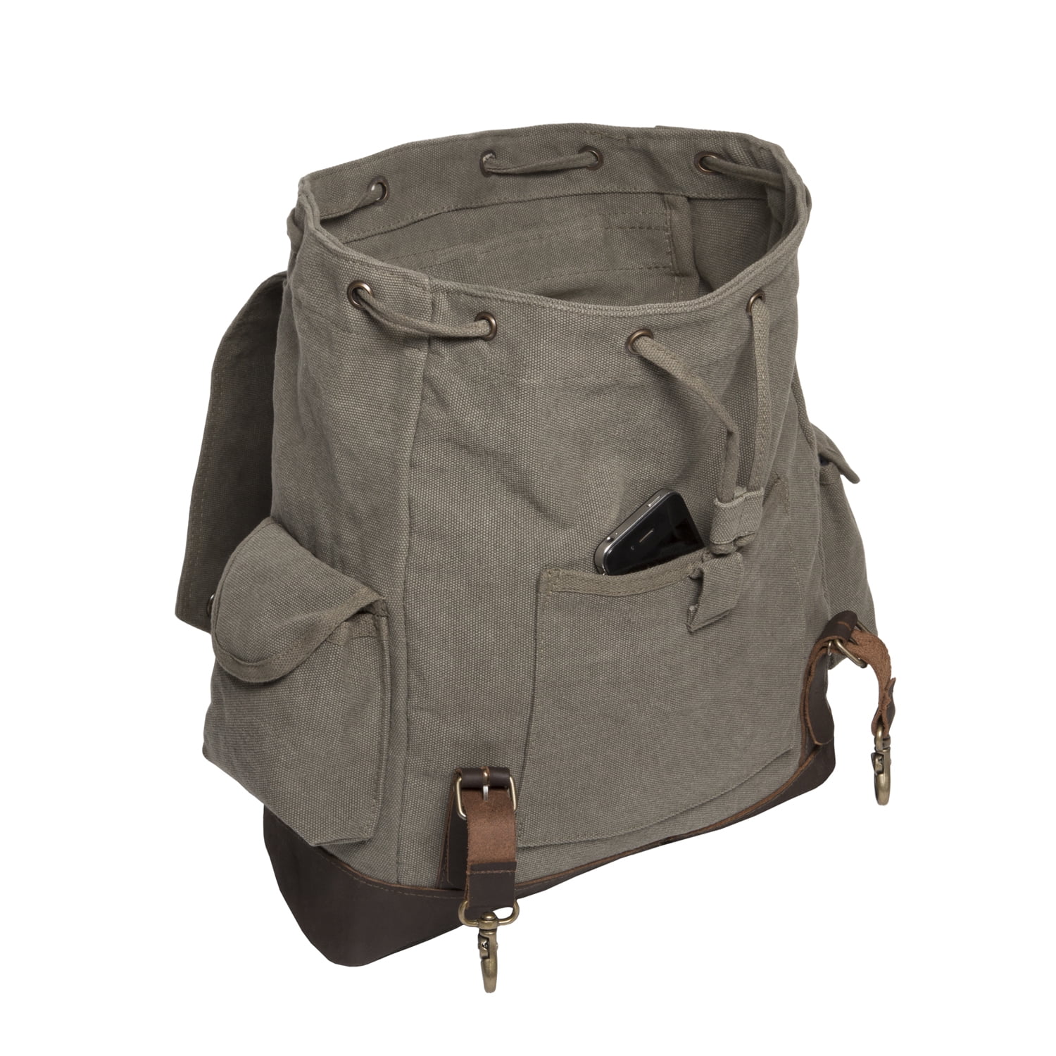 Playstation 4 Controller Canvas Rucksack Backpack with Leather Straps Olive & Bk