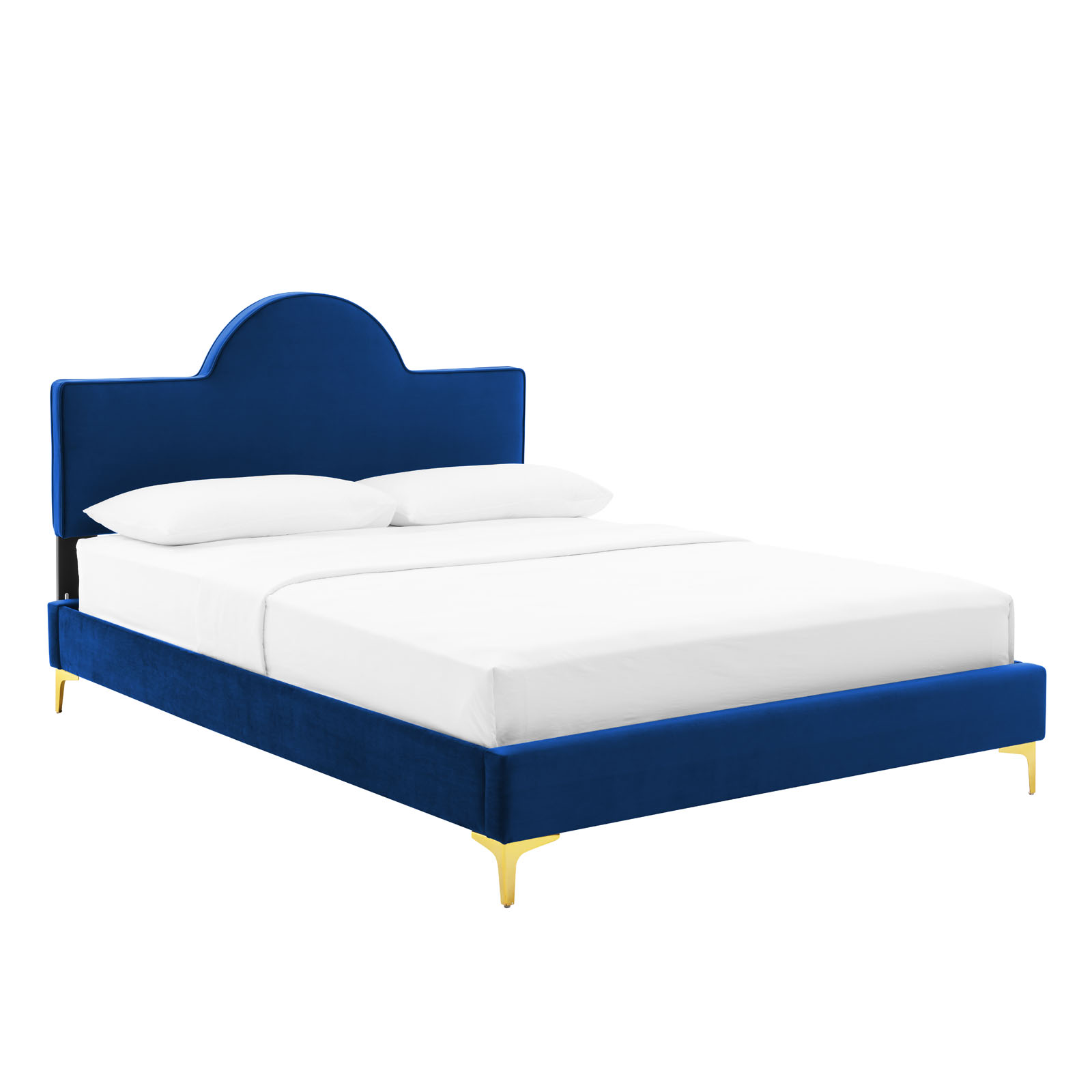 Modway Sunny Performance Velvet Queen Bed in Navy