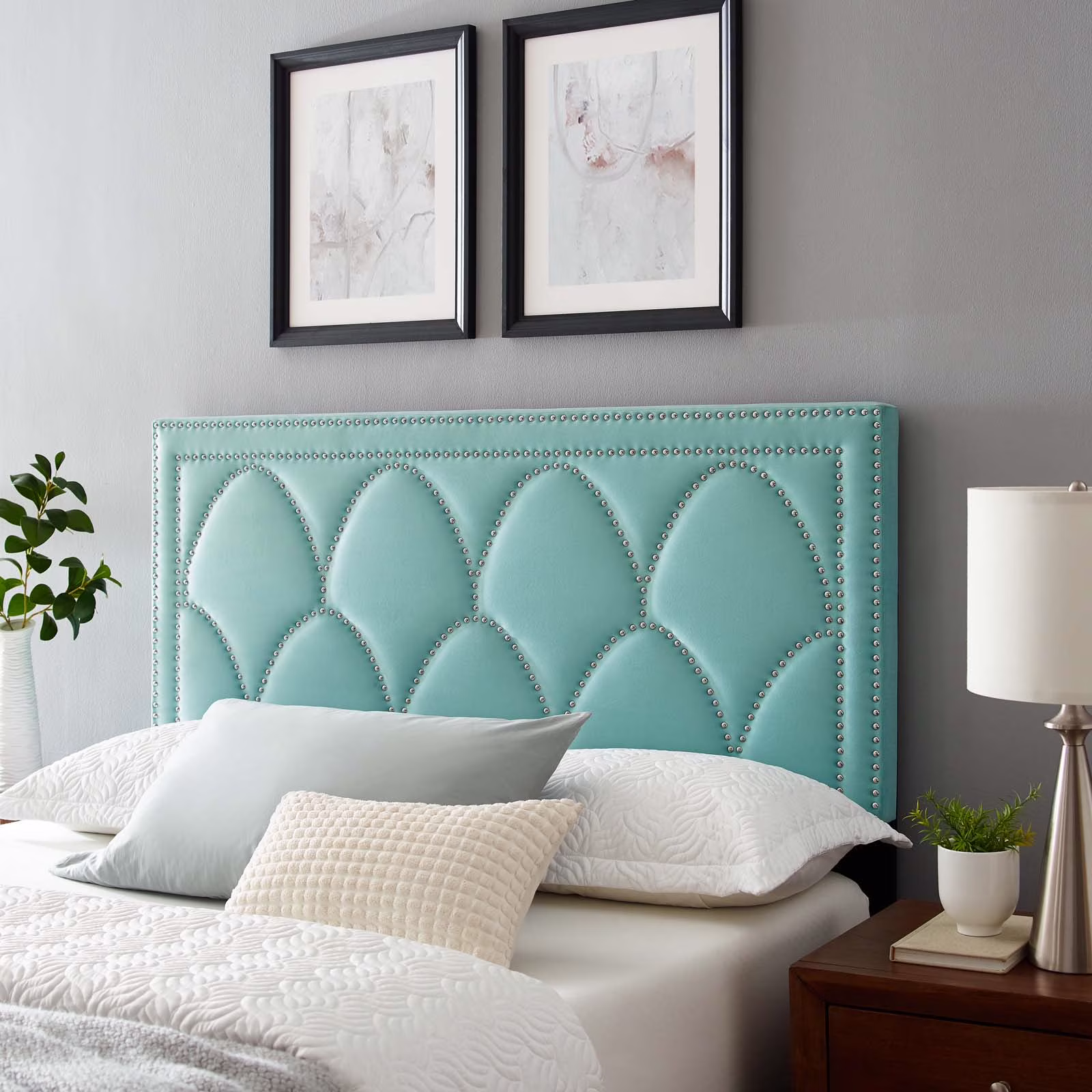 Modway Greta Performance Velvet Twin Headboard in Mint