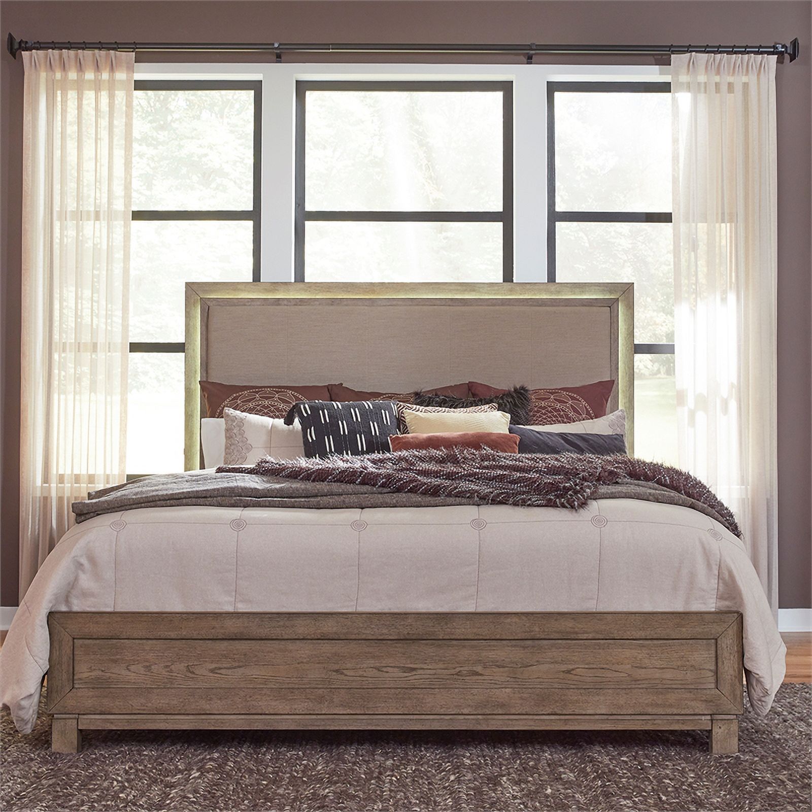 Liberty Furniture Canyon Road Upholstered Wood King Bed in Burnished Beige