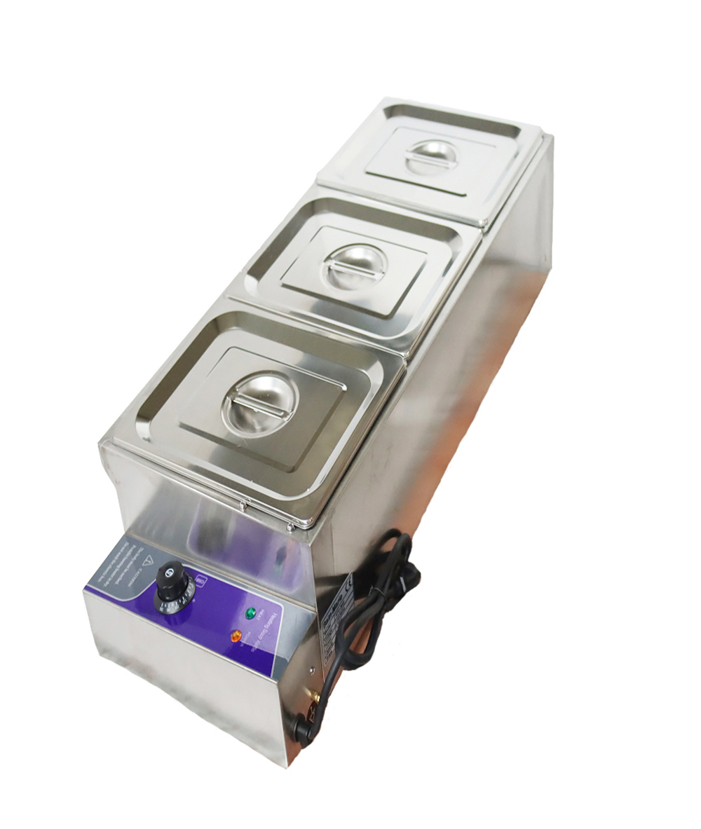 INTBUYING 3 Pan Large Capacity Bain Marie Food Warmer Stainless Steel Steam Table Restaurant Canteen