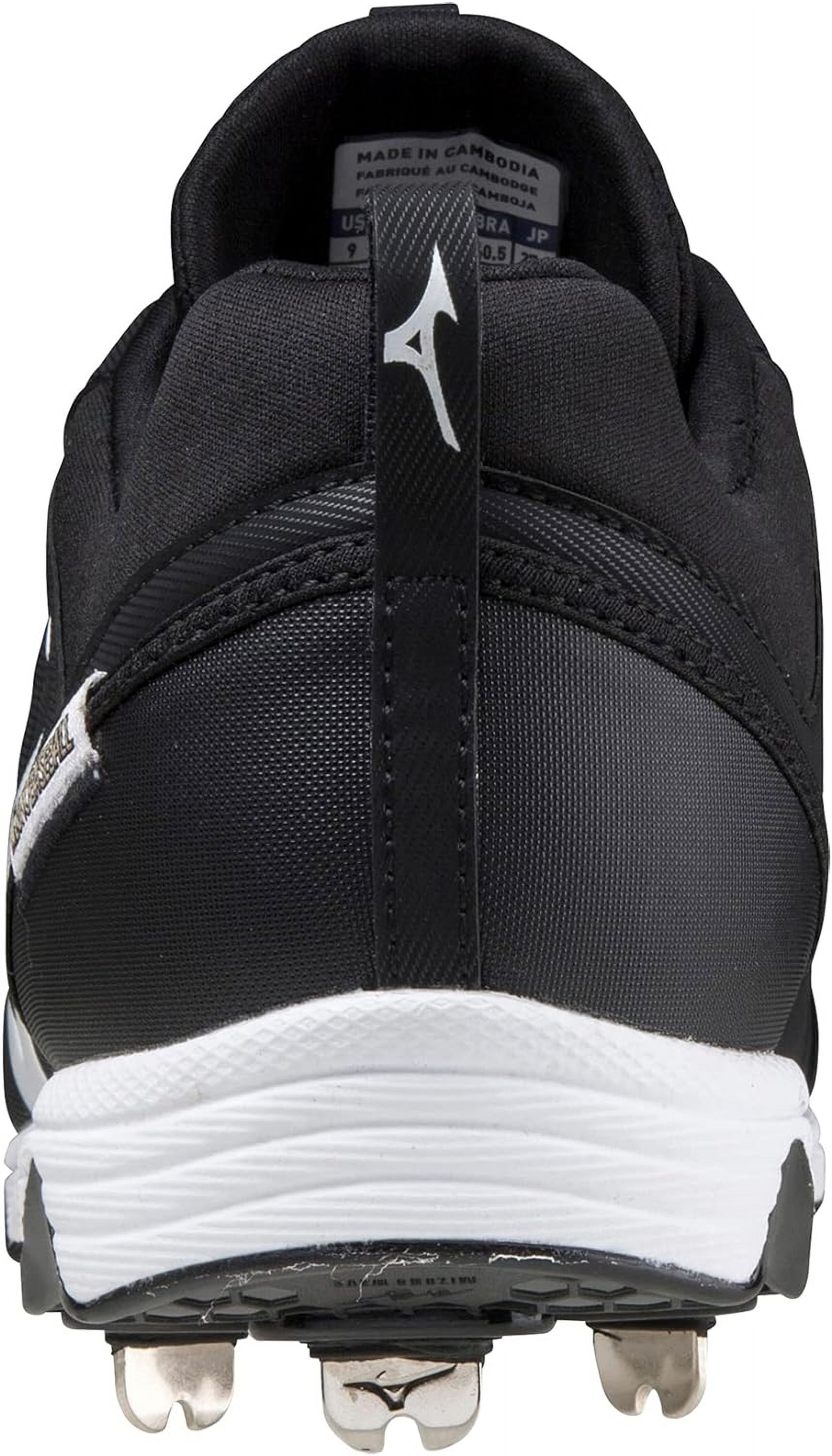 Mizuno 9-Spike® Ambition 2 Low Men's Metal Baseball Cleat, Size 9.5, Black-White (9000)