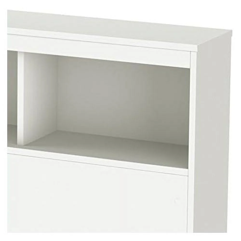 Modern Wood Storage Headboard / 3 Open Shelves/Full Size/White