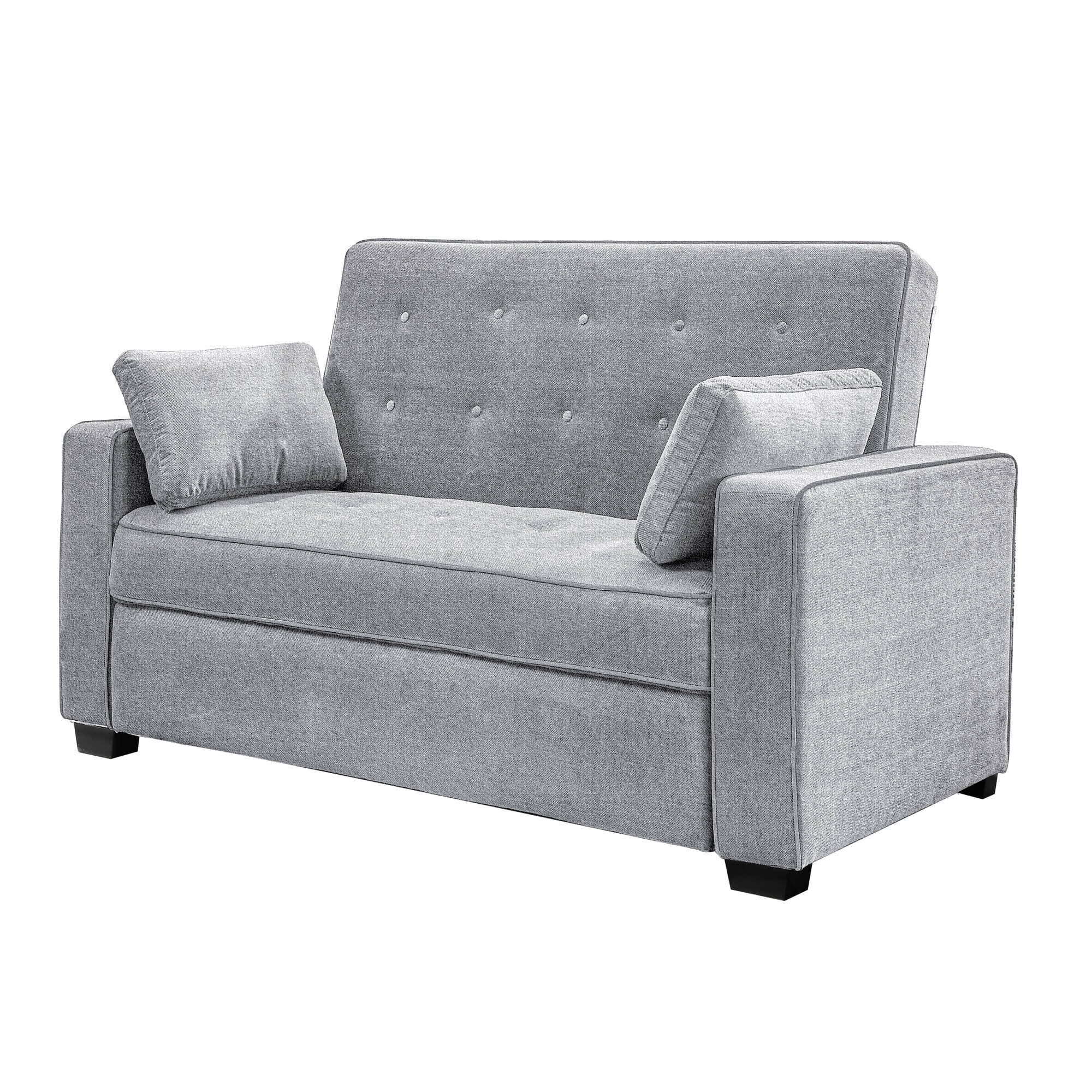Serta Monroe Modern Loveseat with Sleeper, Light Gray Fabric