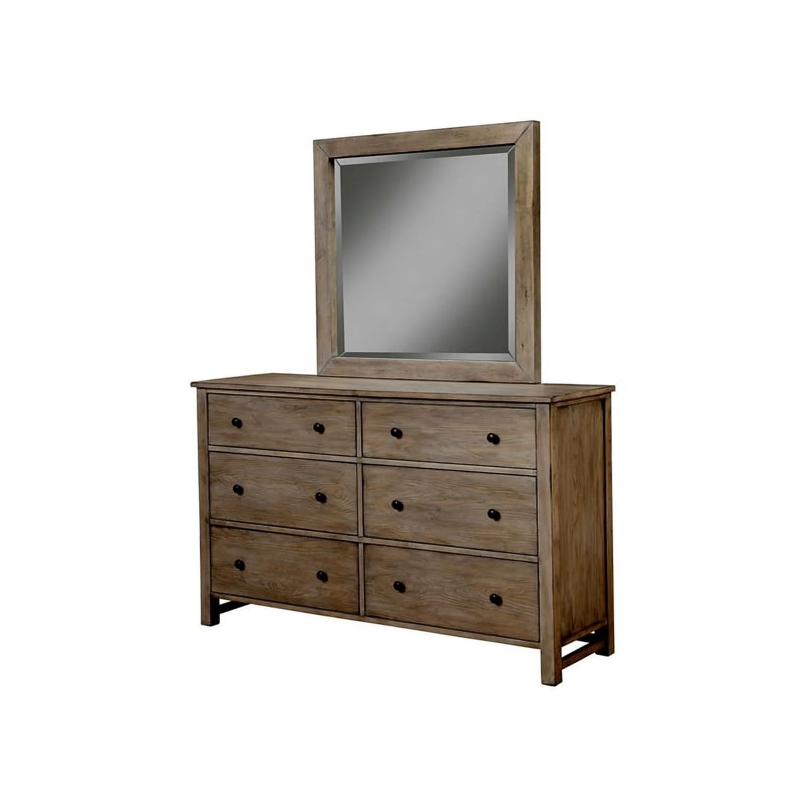 Home Square 3-Piece Set with 2 Nightstands & 6 Drawer Dresser in Natural Gray