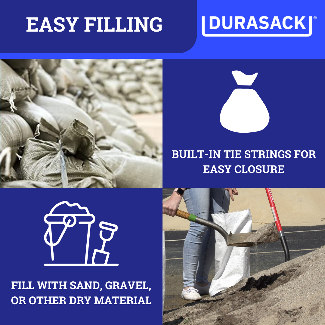 DURASACK Heavy Duty Sand Bags with Tie Strings (Bundle of 50) - 14