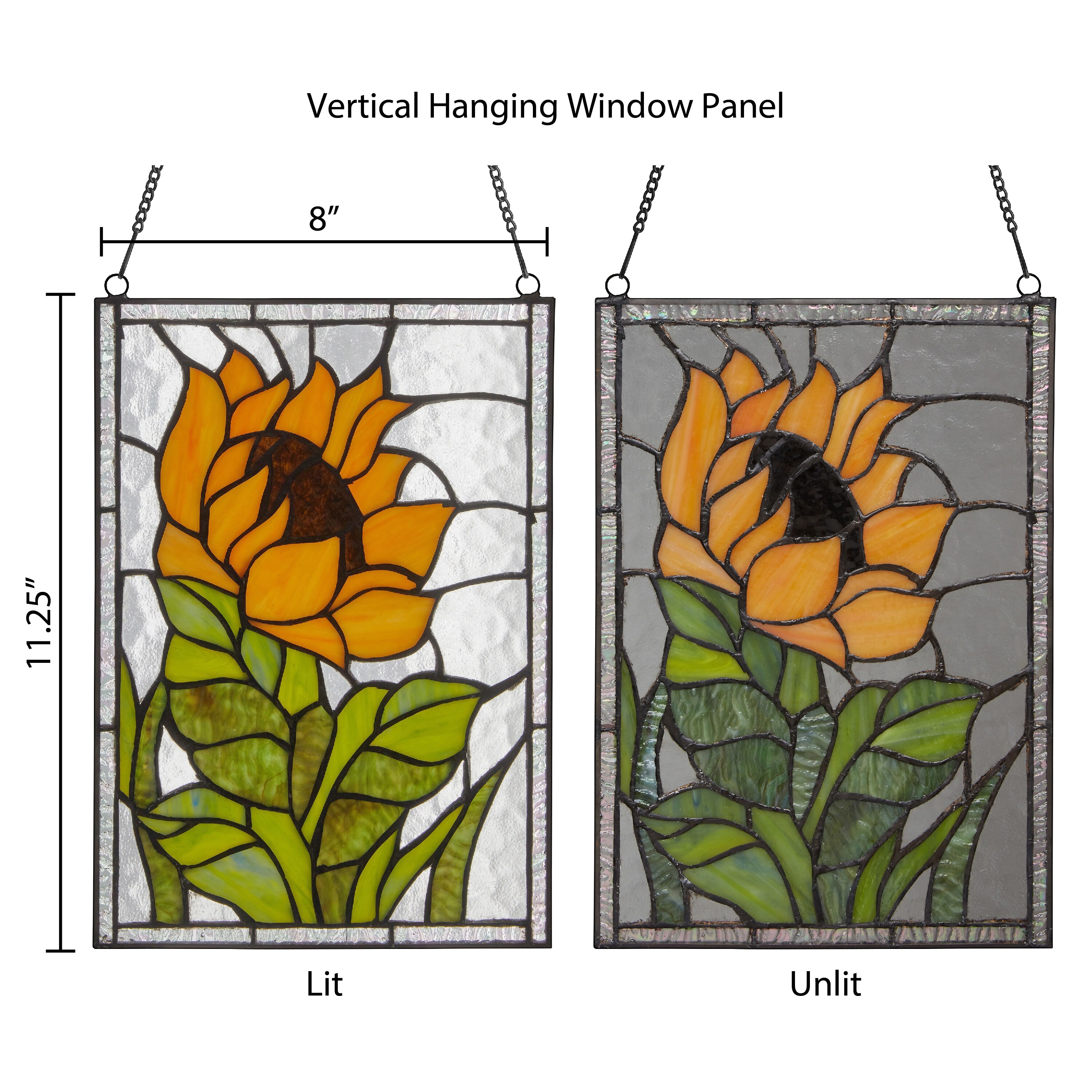 River of Goods Single Sunflower  Stained Glass Vertical Window Panel