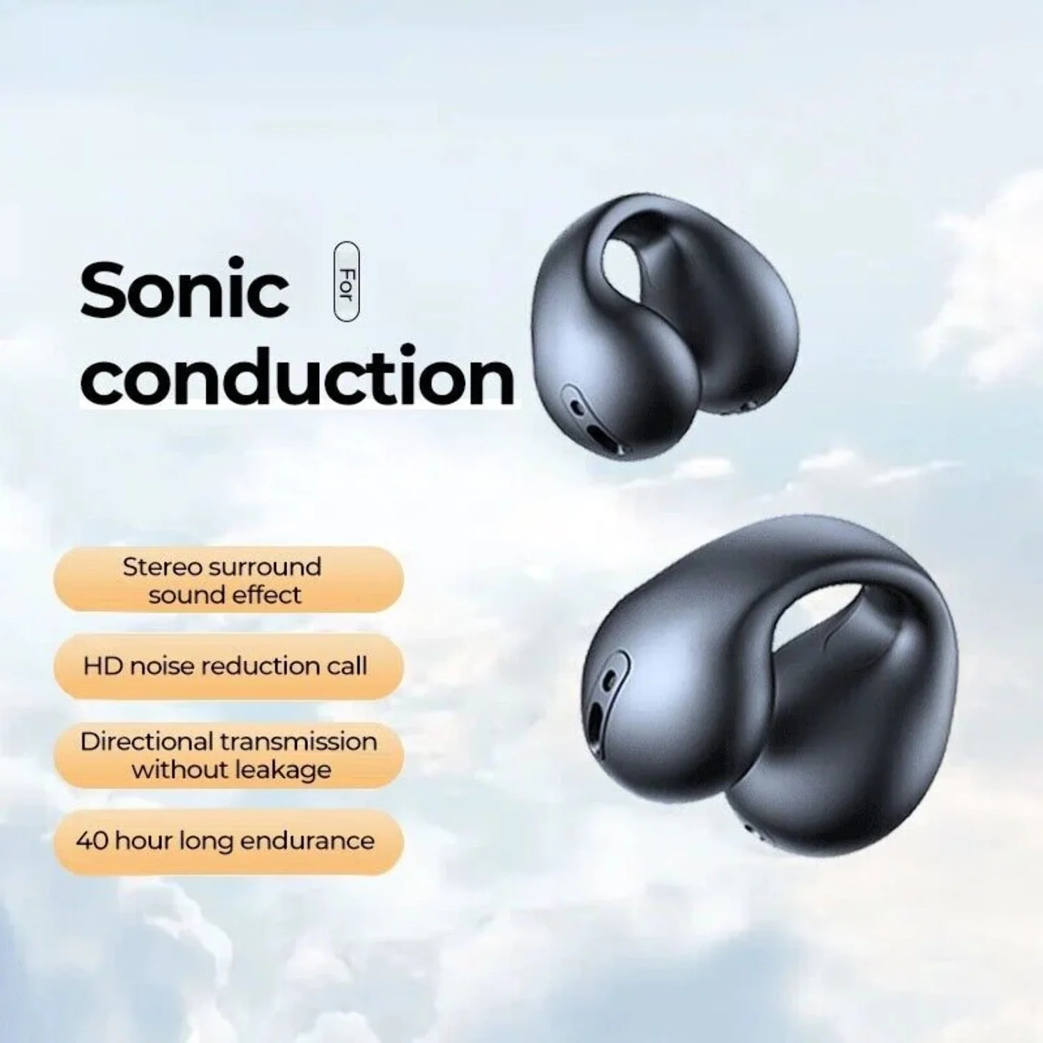 TWS Bone Conduction Bluetooth 5.3 Earphones Earring Wireless Headphone With Mic