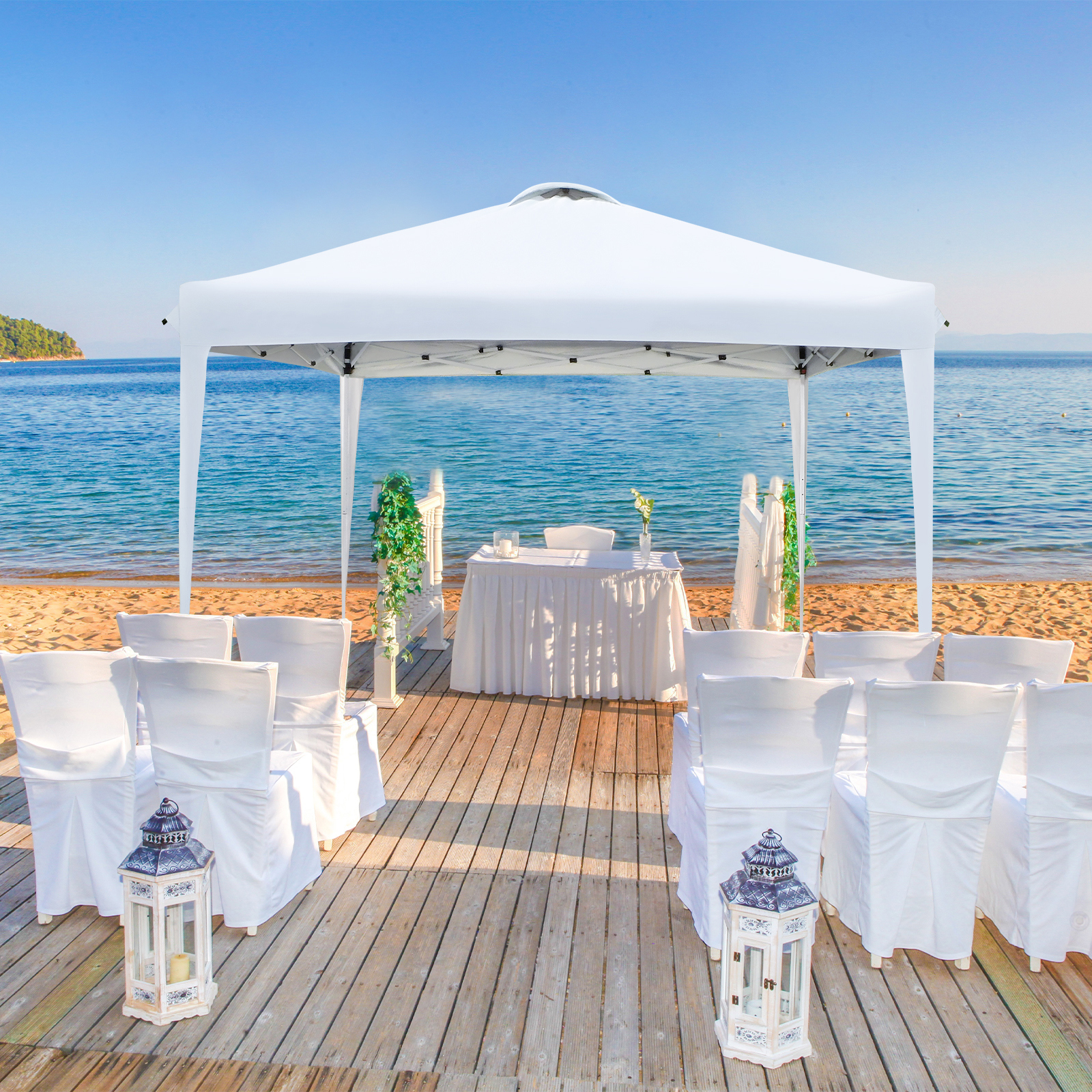 Dayplus 10x10' Commercial Pop UP Canopy Tent Adjustable Height Waterproof Folding Gazebo