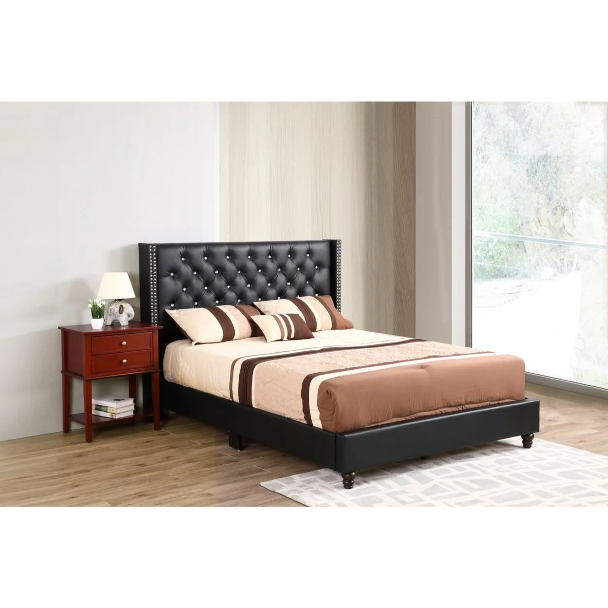 Home Furnitue Julie Black Full Upholstered Panel Bed