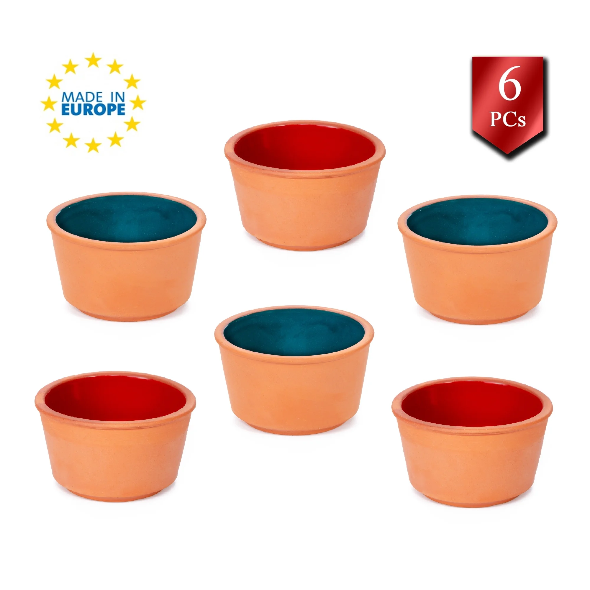 Elegant Terracotta Clay Bowl Set, Earthen Mud Serving Bowls, Set of 6, 3.5 in