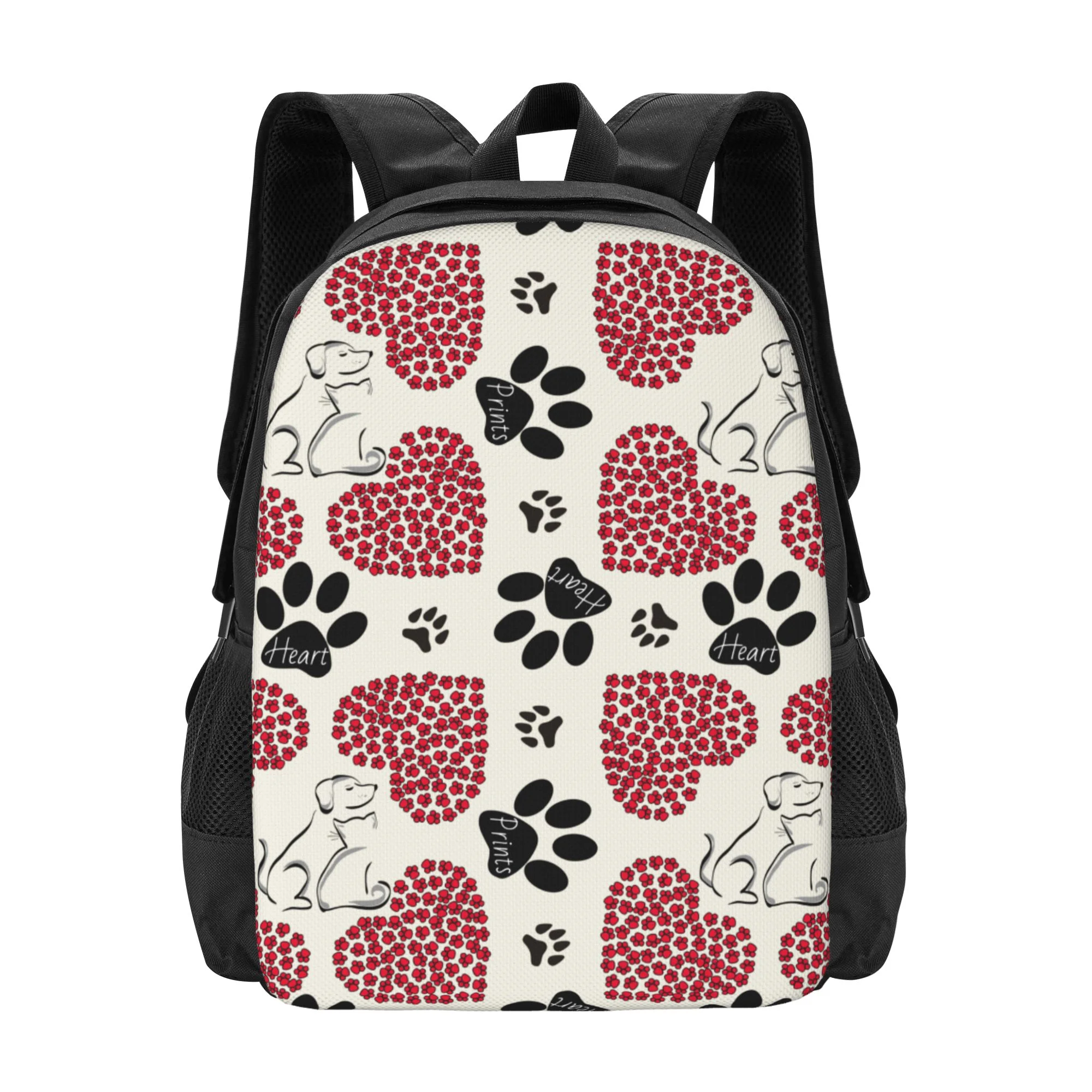 DouZhe Lightweight Backpack, Heart Pet Dog Cat Paw Prints Travel Outdoor Hiking Bag School Bookbag Casual Daypack Backpacks for Women Men