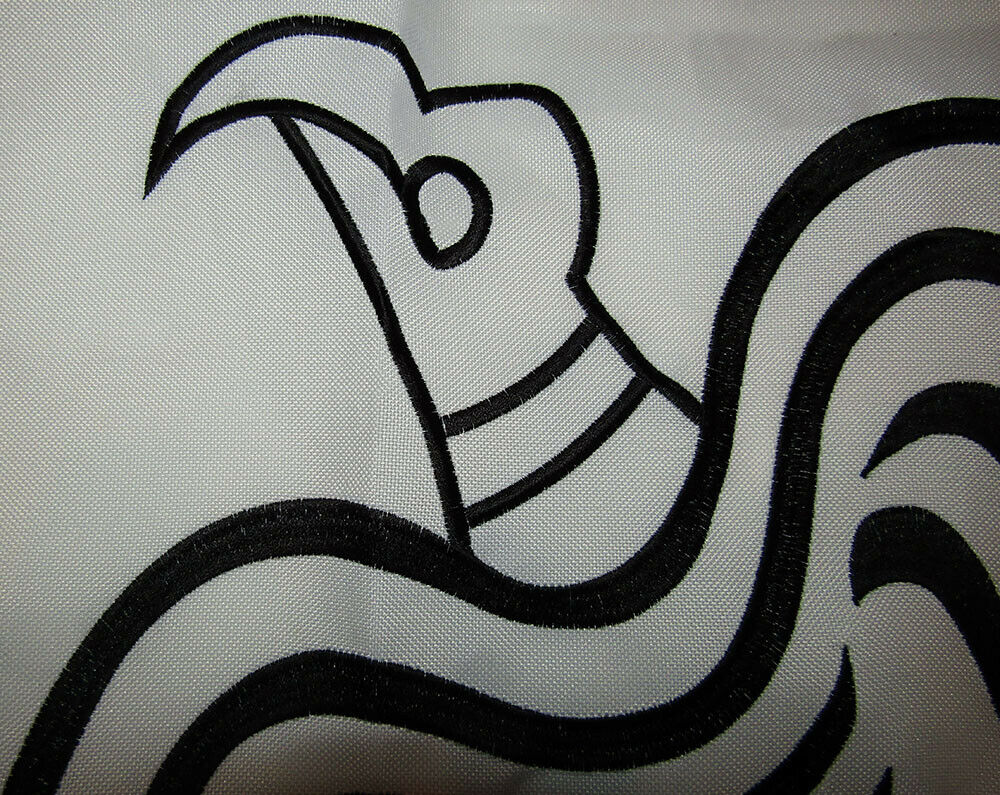 3x4 Embroidered Viking Raven White Black Heavy Duty 600D 2 Ply Nylon Flag 3'x4'