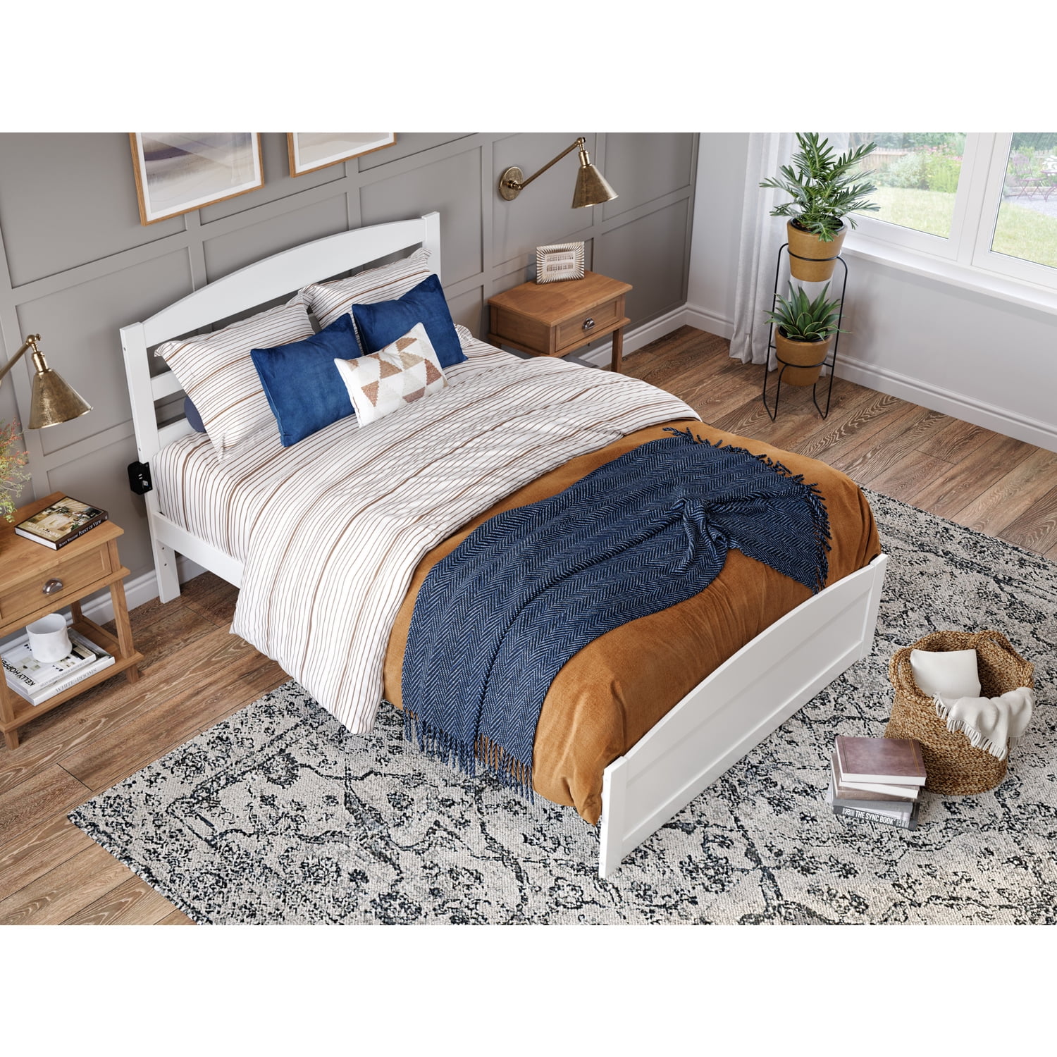AFI Warren Solid Wood Queen Bed w/ Footboard in White