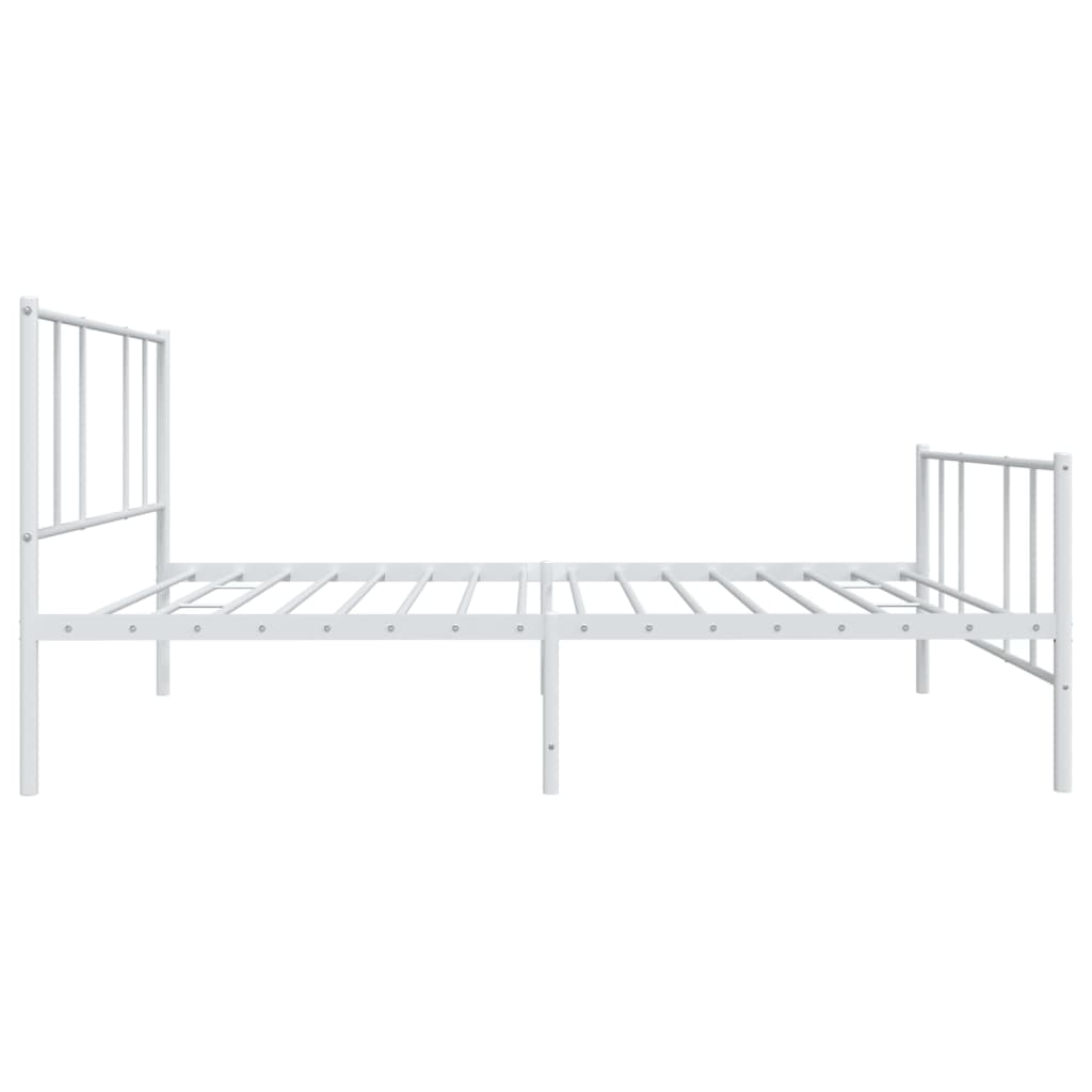 Anself Metal Bed Frame with Headboard and Footboard White 39.4