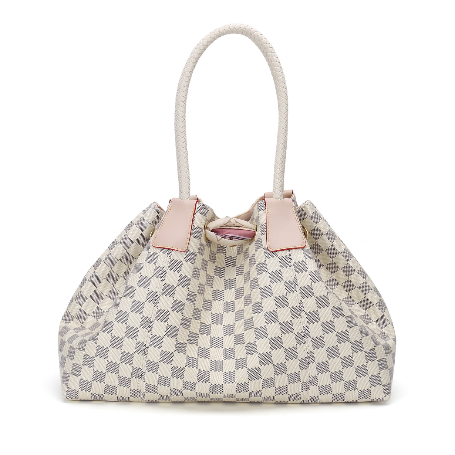 RICHPORTS Checkered Tote Shoulder Bag with inner pouch - PU Vegan Leather&nbsp;