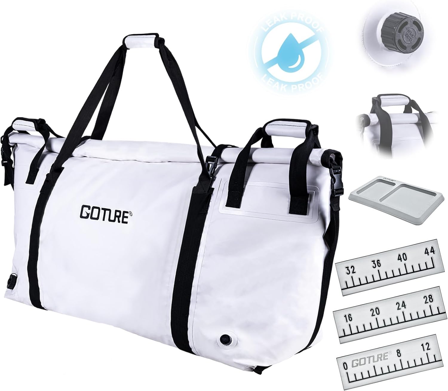 DIQIN Insulated Fish Cooler Bag, Fish Kill Bag, Portable Large Fishing Cooler Bag for Outdoor Tarvel with Drain Plug, Keep Ice Cold All Day Long （46.7x11.8x19.7in）