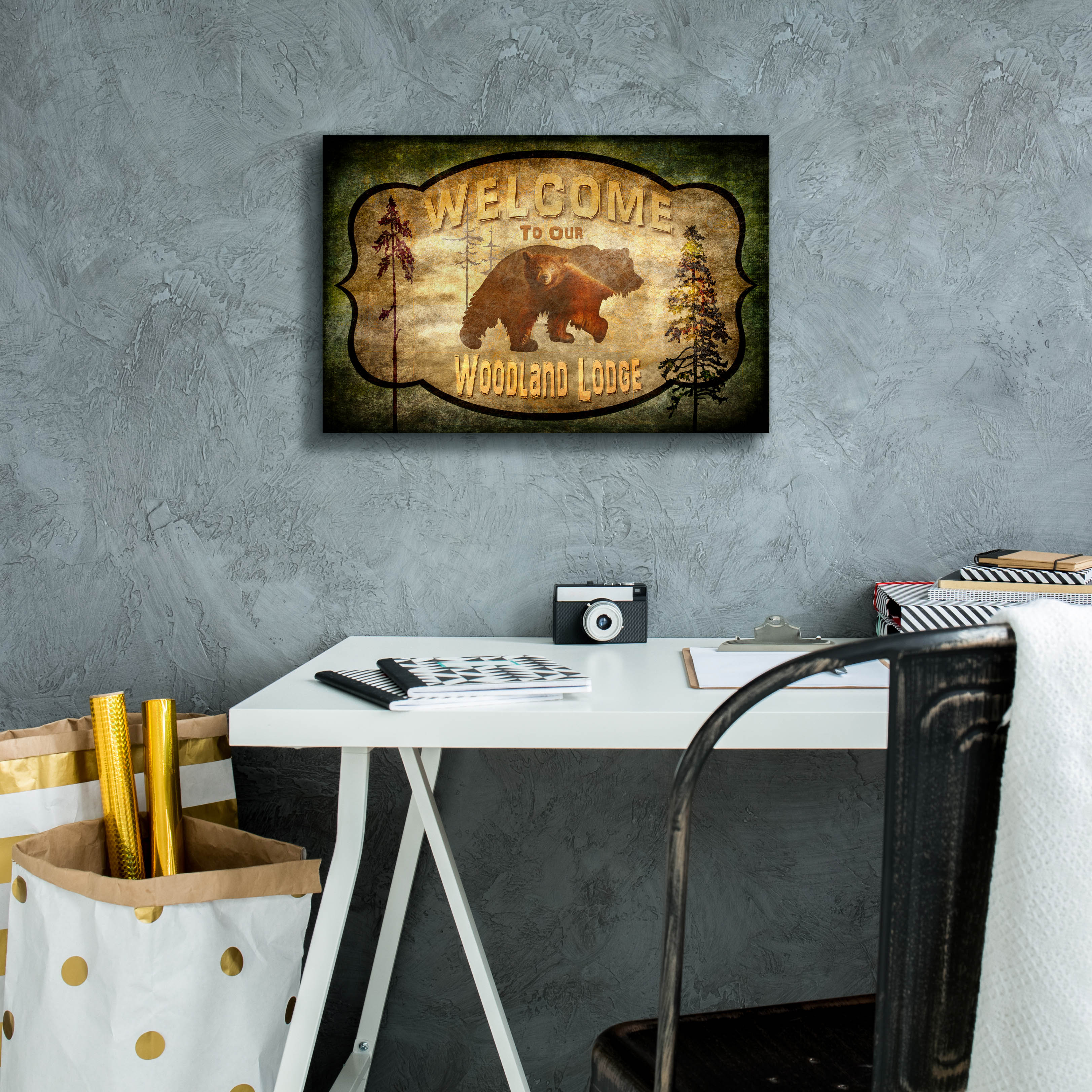 Epic Graffiti 'Welcome Lodge Bear' by Lightbox Journal, Canvas Wall Art, 18