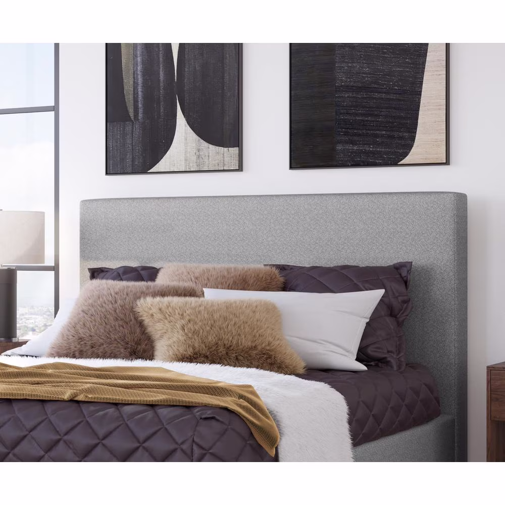 Modus Furniture Olivia Upholstered Headboard in Pewter