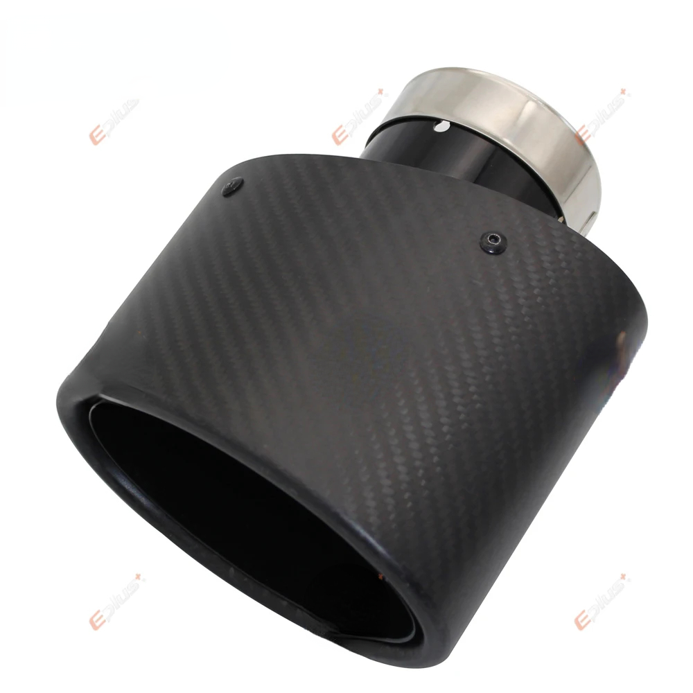 NEW Matte Carbon Fiber Muffler Tip Exhaust Pipe Nozzle Decoration Stainless Steel Black Oval 150mm Tilting Left Right
