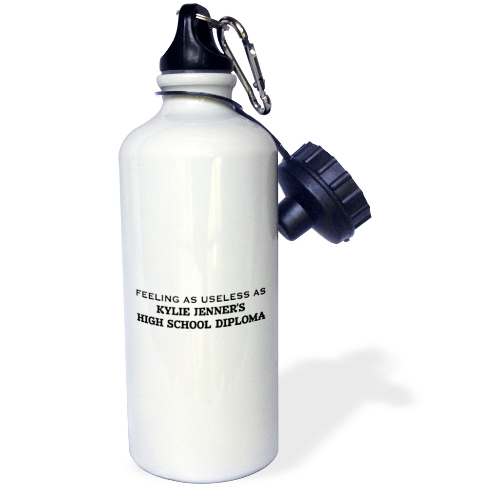3dRose FEELING AS USELESS AS KYLIE JENNERS DIPLOMA - Water Bottle, 21-ounce