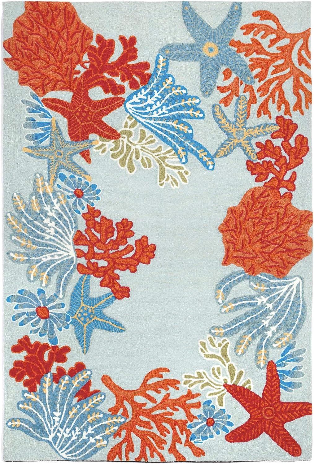 Ravella Indoor/Outdoor Durable Hand-Tufted UV Stabilized Rug- Ocean Scene Aqua 7'6