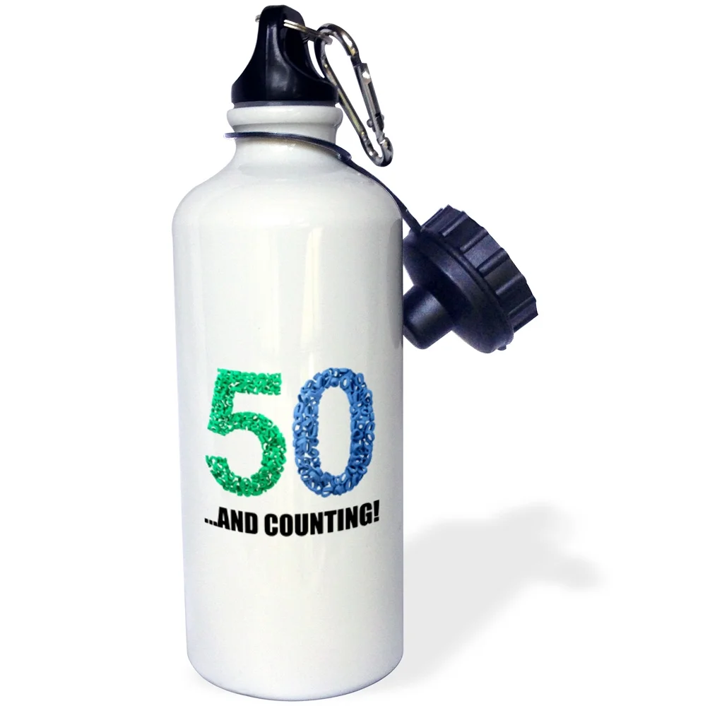 3dRose 50th Anniversary. And counting. Intricate numbers design. - Water Bottle, 21-ounce