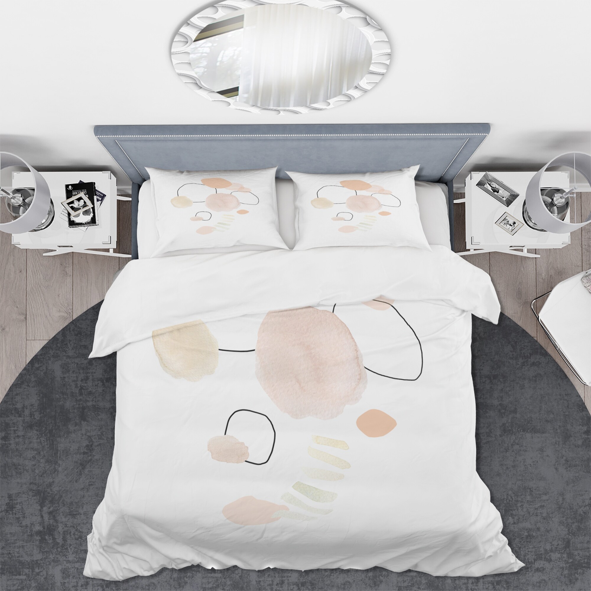 DESIGN ART Designart 'Watercolour Stains' Shabby Chic Duvet Cover Set Full/Queen Cover + 2 Shams 3 Piece