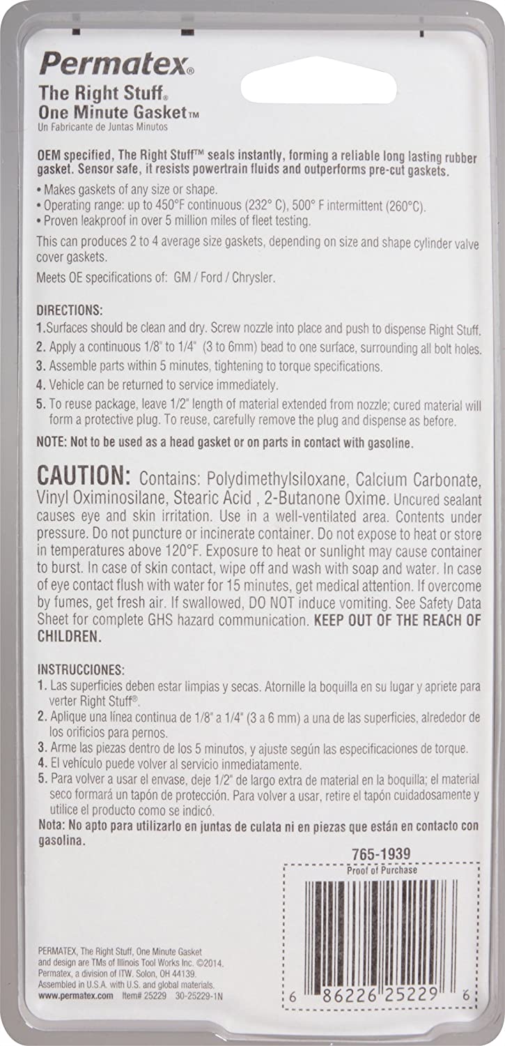 Permatex 25229 The Right Stuff 1 Minute Black Gasket Maker, 3 oz.