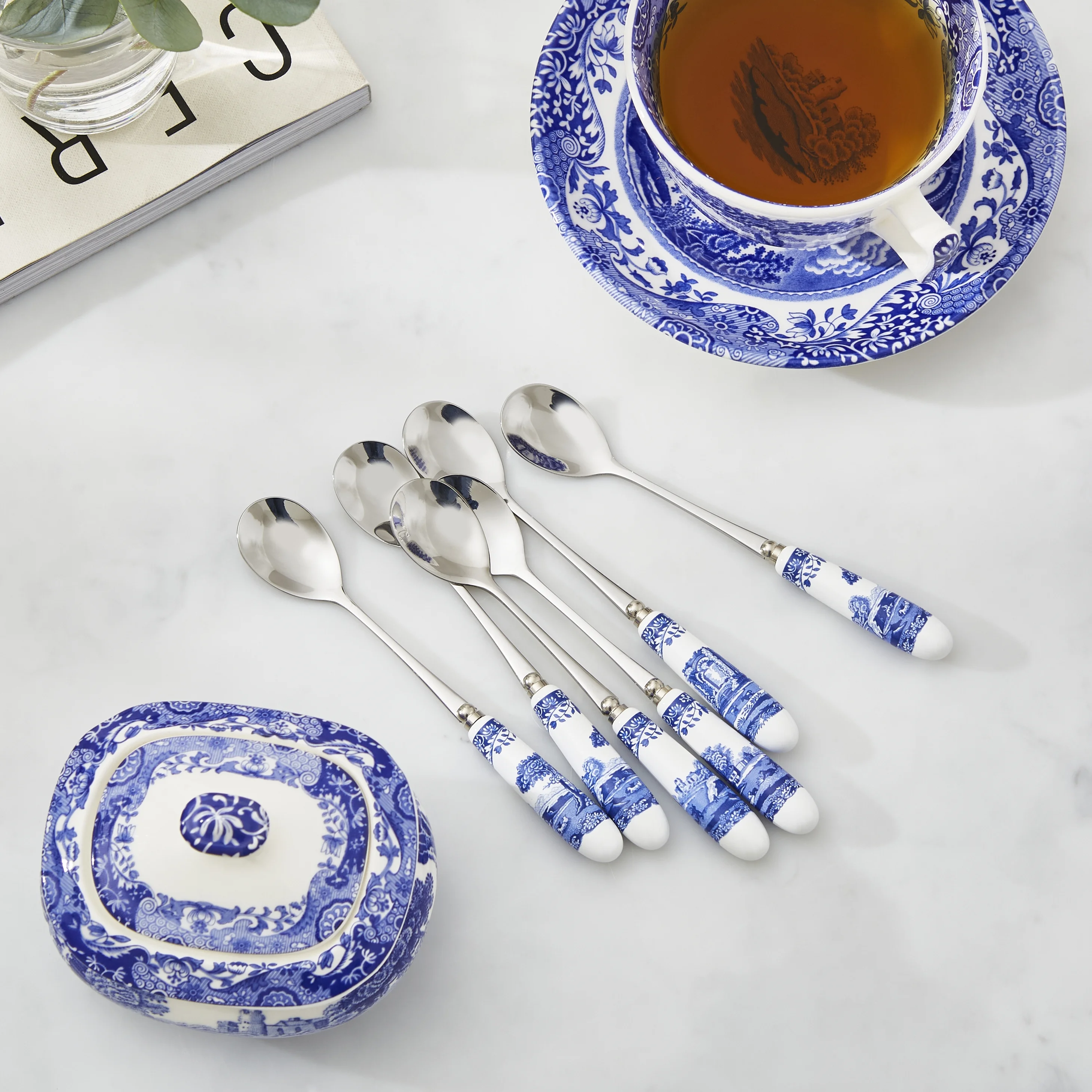 Spode Blue Italian Collection 6 in Teaspoons, Set of 6, Made of Stainless Steel