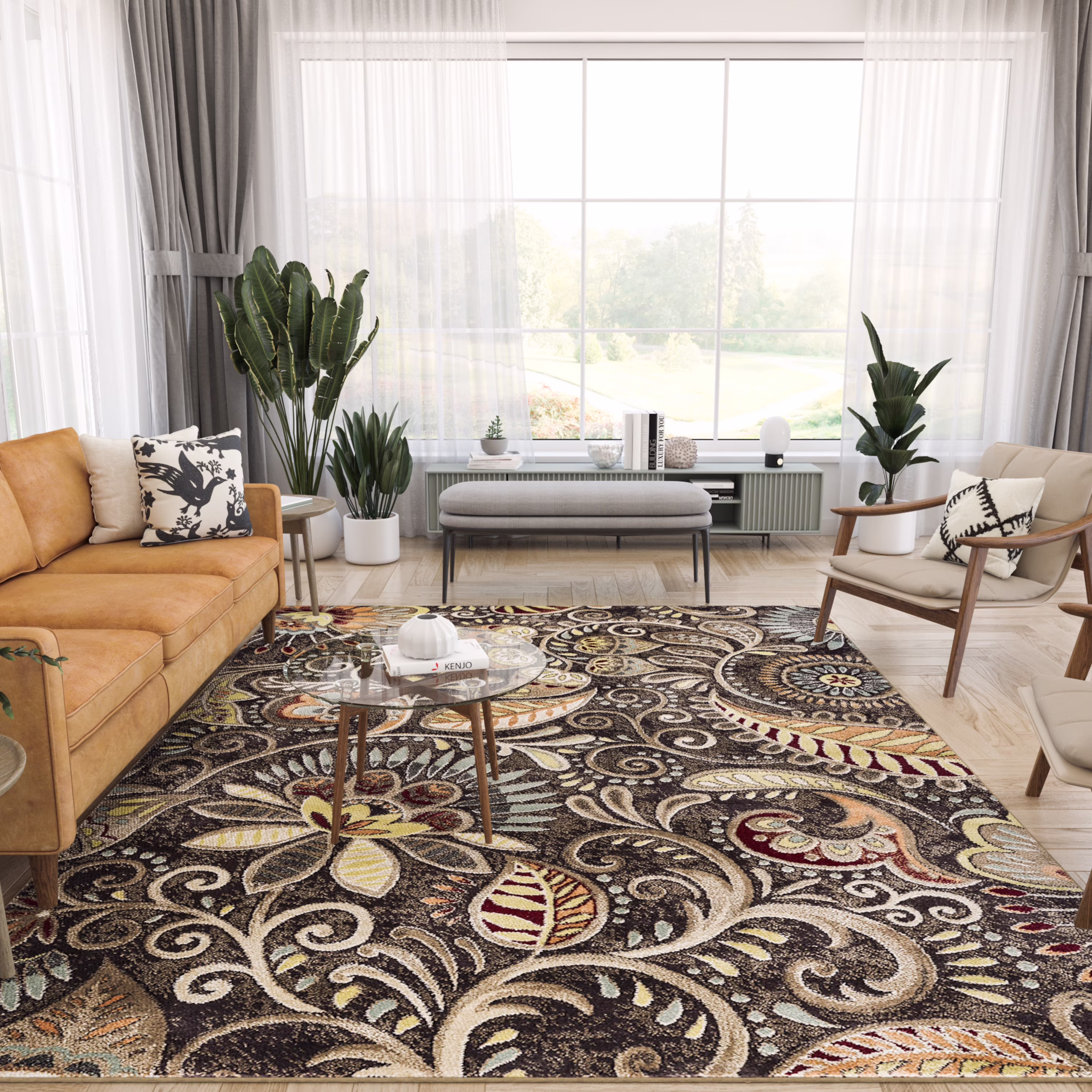 8x10 Modern Brown Large Area Rugs for Living Room | Bedroom Rug | Dining Room Rug | Indoor Entry or Entryway Rug | Kitchen Rug | Alfombras para Salas 7'10'' x 10'3''