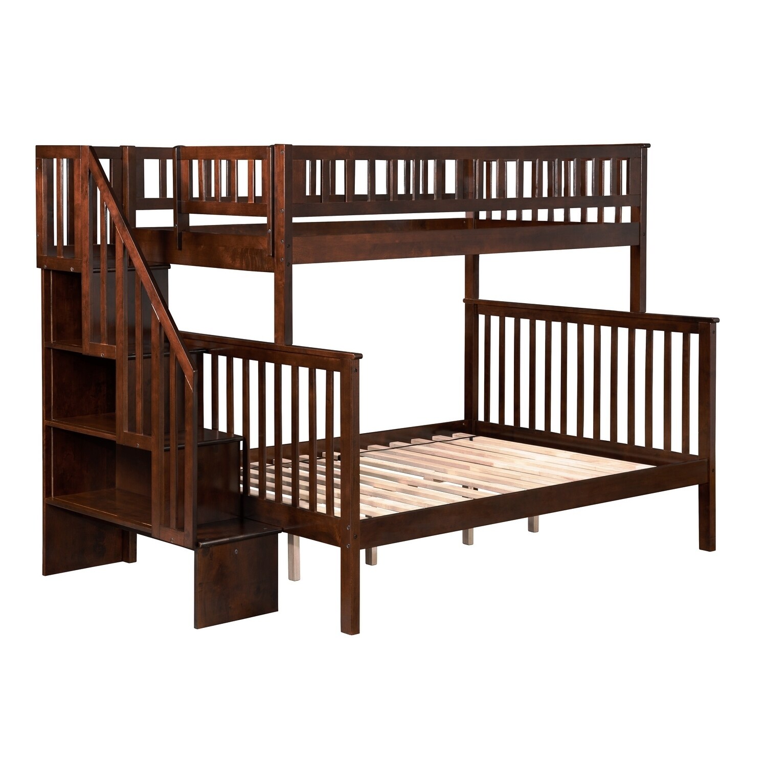 AFI Woodland Staircase Bunk Bed Twin over Full in Walnut