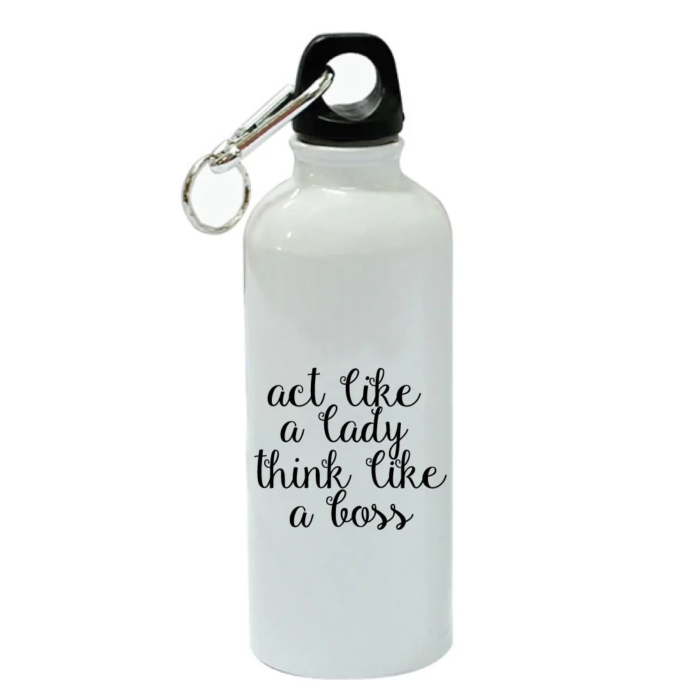 Act Like a Lady Think Like a Boss White Aluminum Sports 20 oz Water Bottle