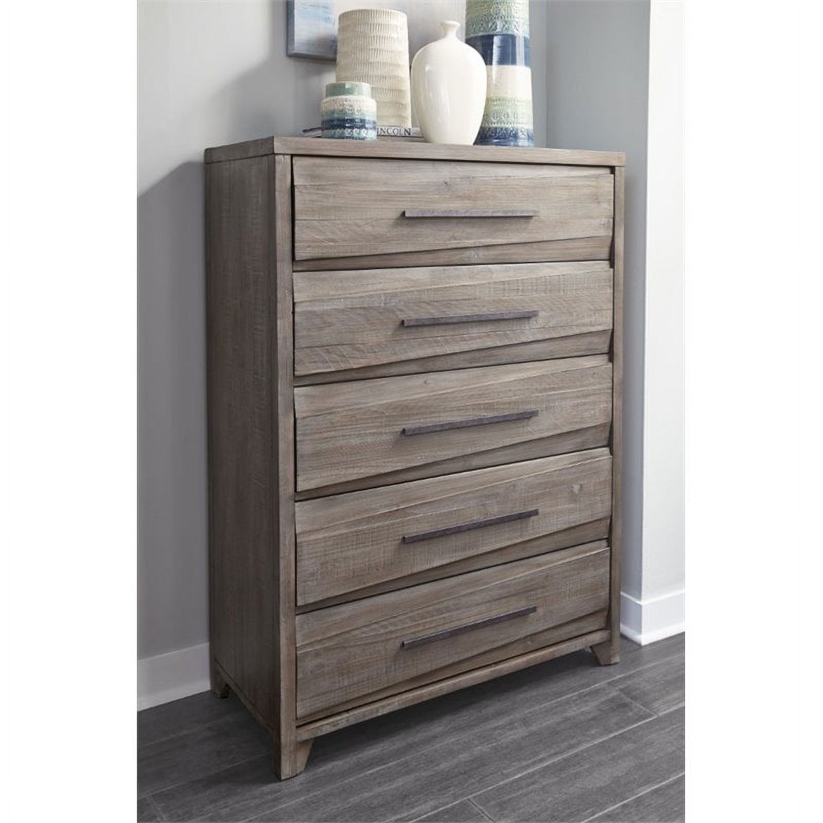 Modus Hearst 5 Drawer Solid Wood Chest in Sahara Tan