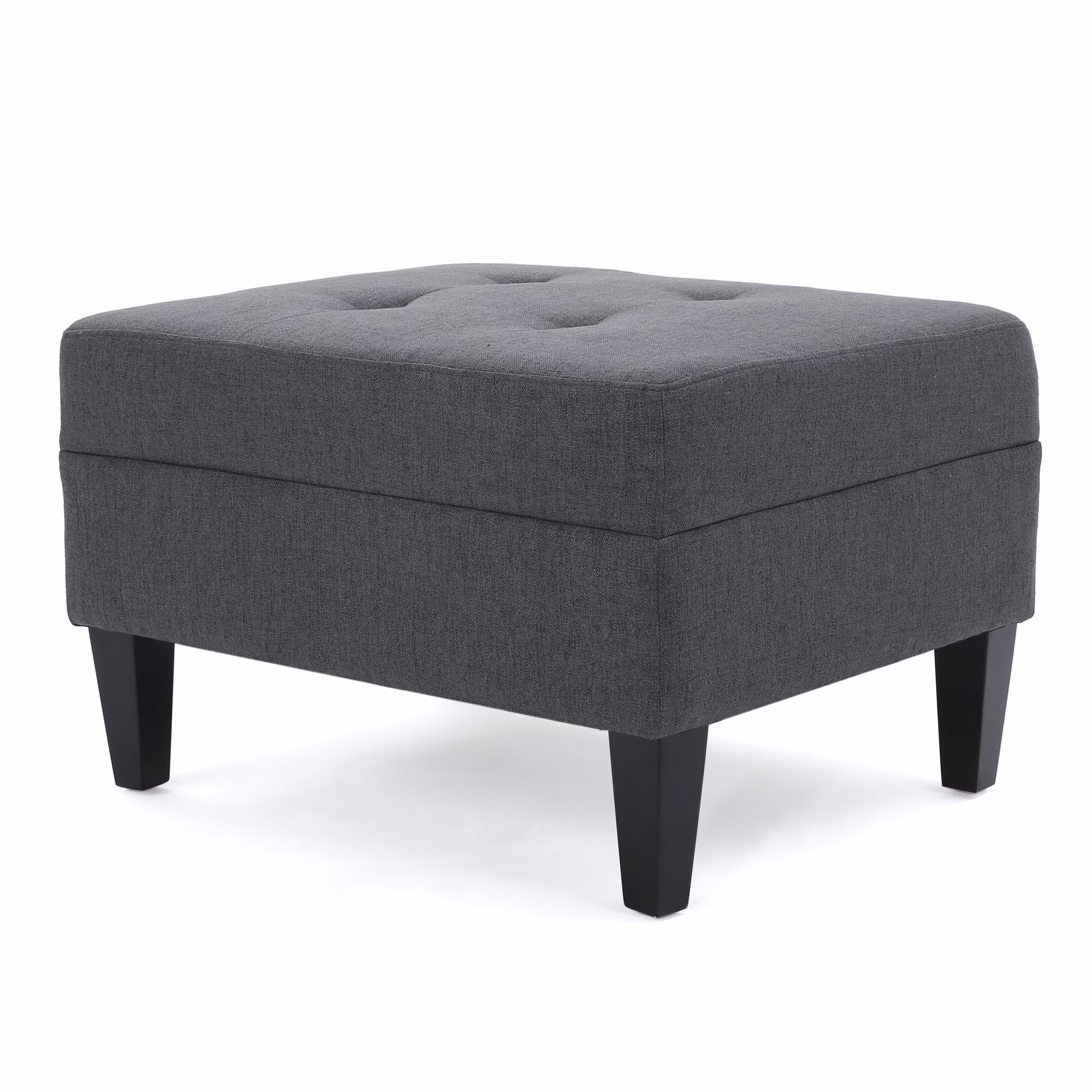Noble House Sofija Fabric Tufted Ottoman, Dark Grey