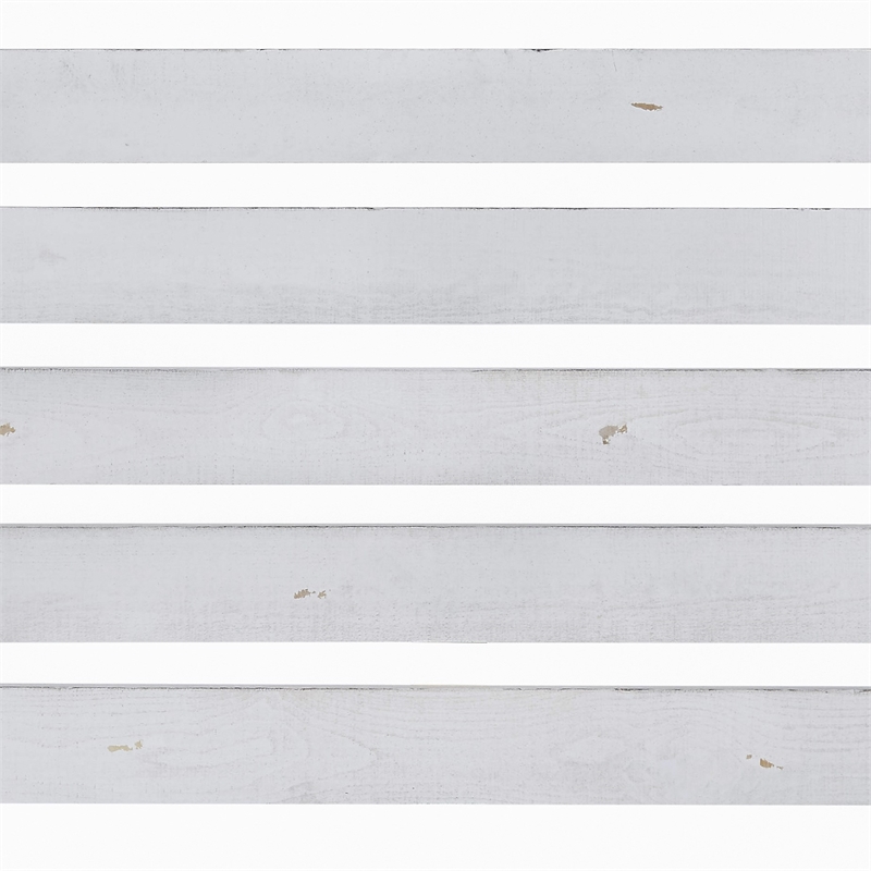Bowery Hill Transitional Wooden King Slat Bed in Distressed White Finish