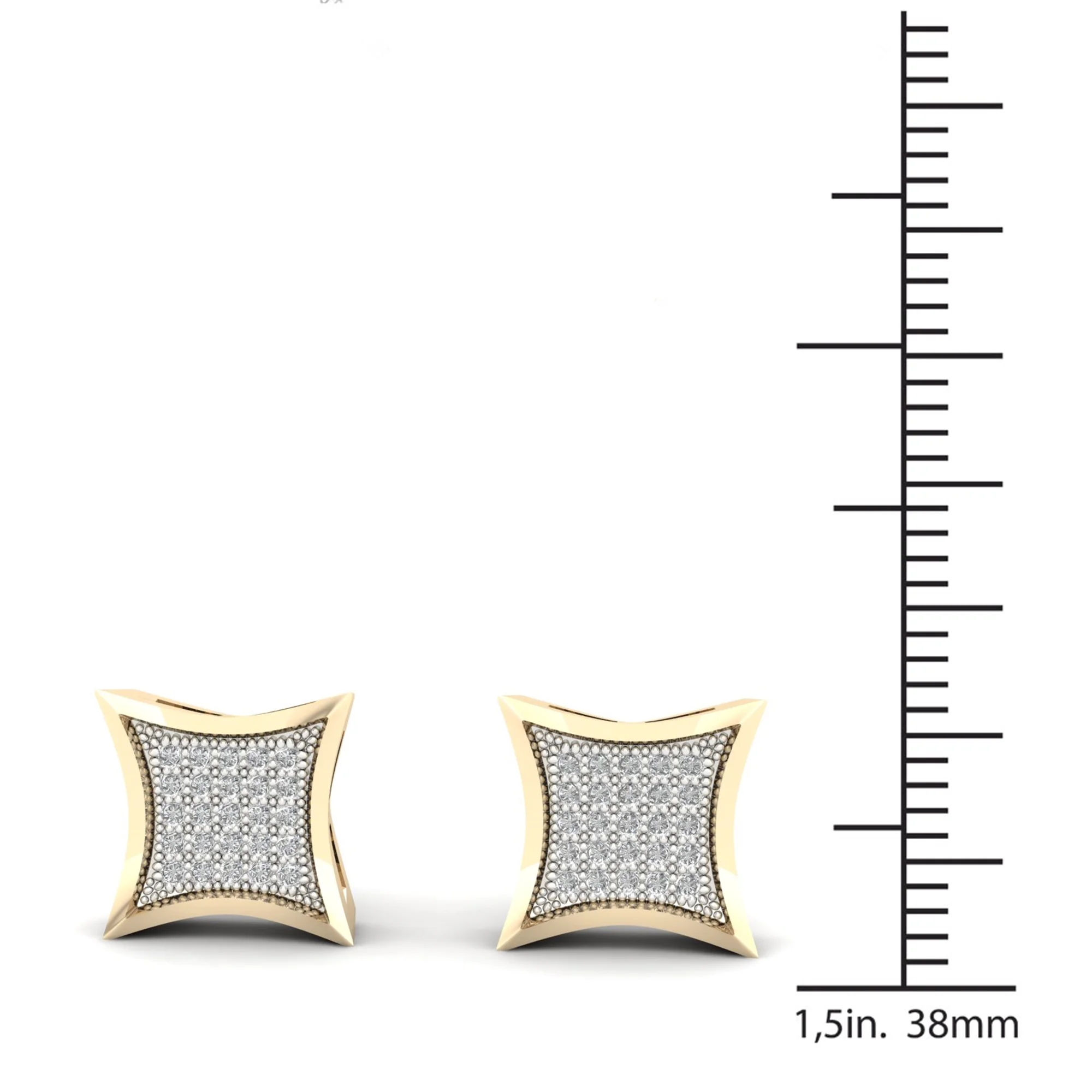 1/6ct TW Diamond 10K Yellow Gold Kite Shape Cluster Stud Earrings