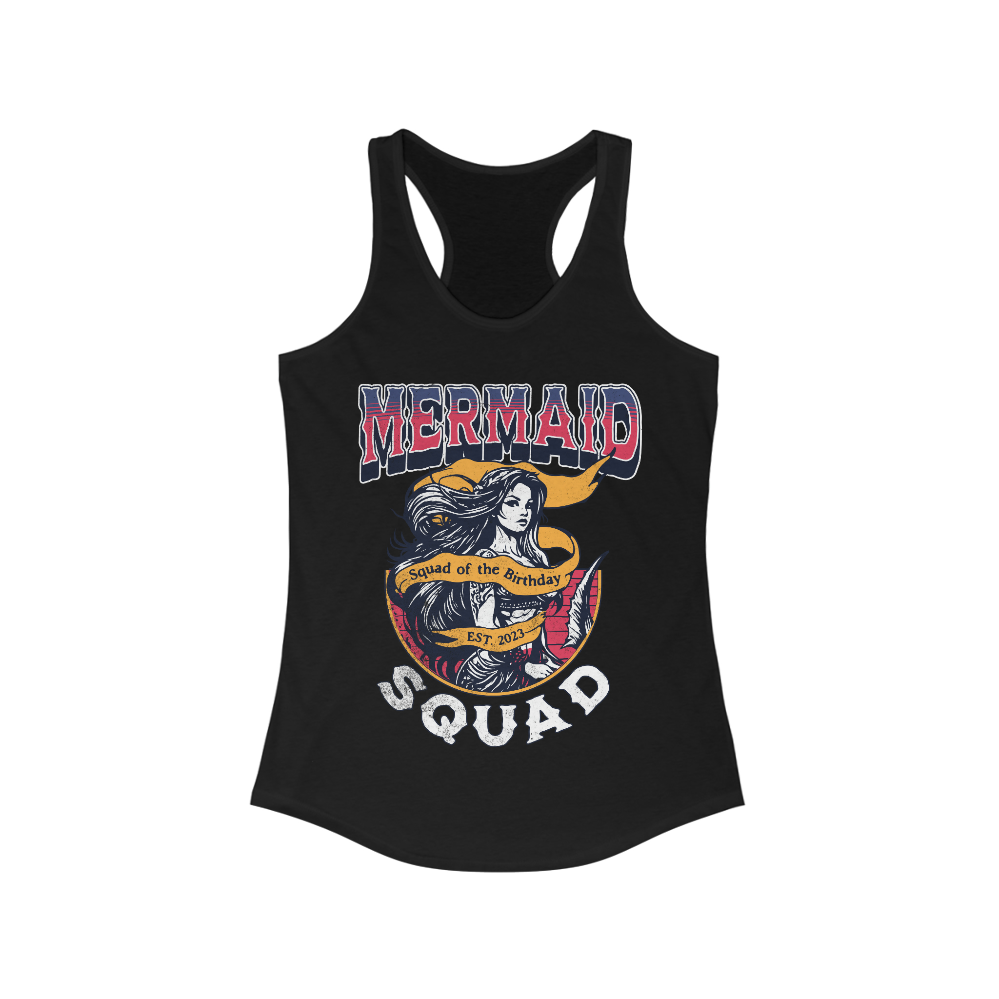 Mermaid Squad Vintage Women's Racerback Tank, Mermaid Squad Of The Birthday