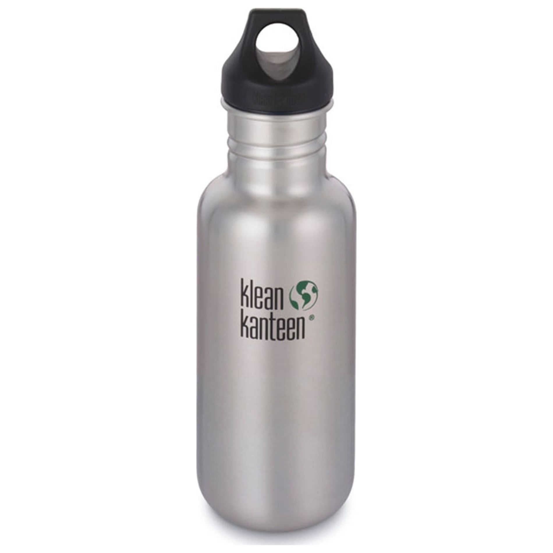 Klean Kanteen Classic Stainless Steel Water Bottle Single Wall and Leak Proof Loop Cap, Brushed Stainless, 18oz