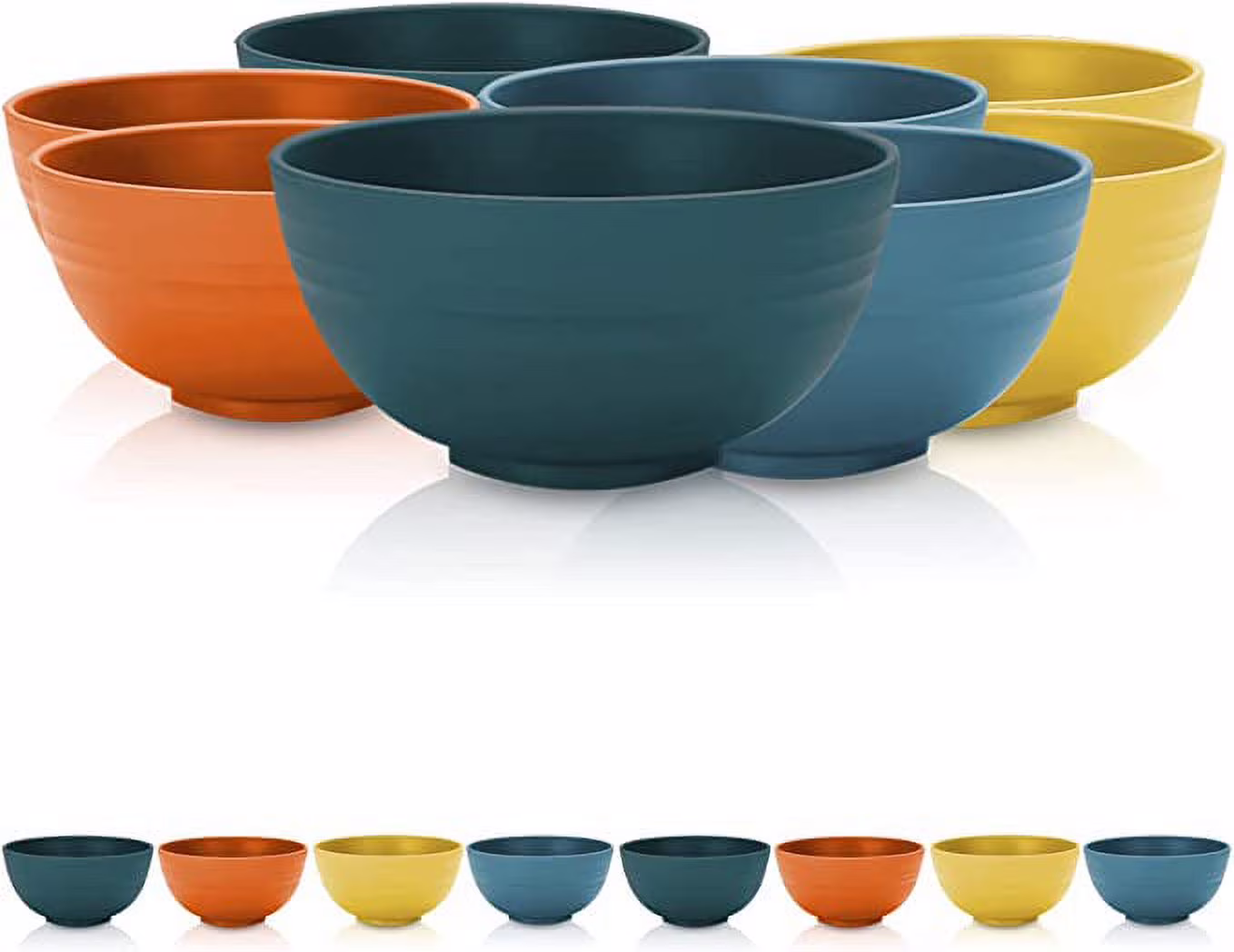 Large Soup Bowls, 8 Pieces Deep Cereal Bowls, BPA-Free Unbreakable Colour Kitchen Bowls for Oatmeal, Ramen, Dessert, Snack, Light Weight Microwave Dishwasher Safe Bowls Set