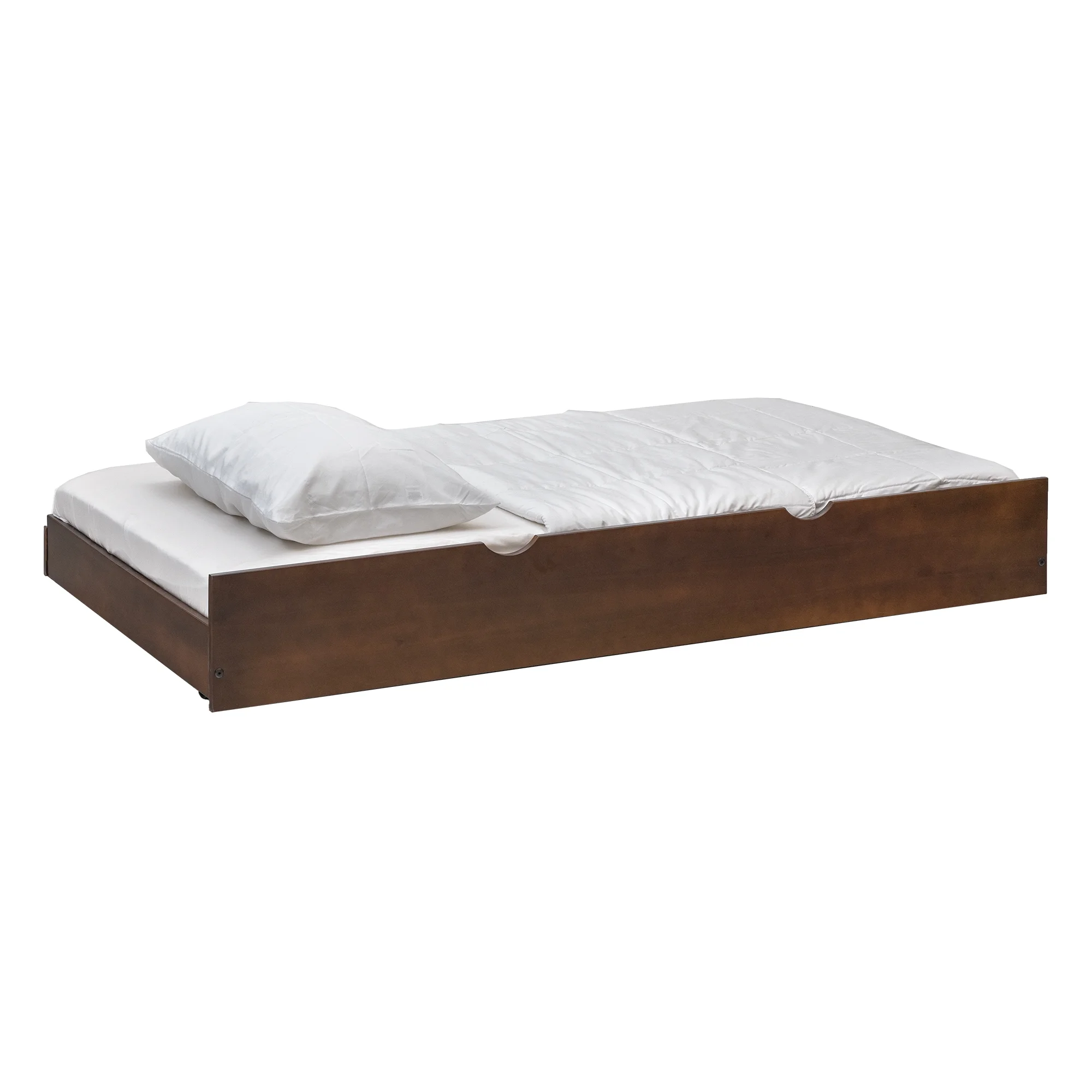 Desert Fields Baneberry Simple Solid Wood Trundle Bed, Walnut
