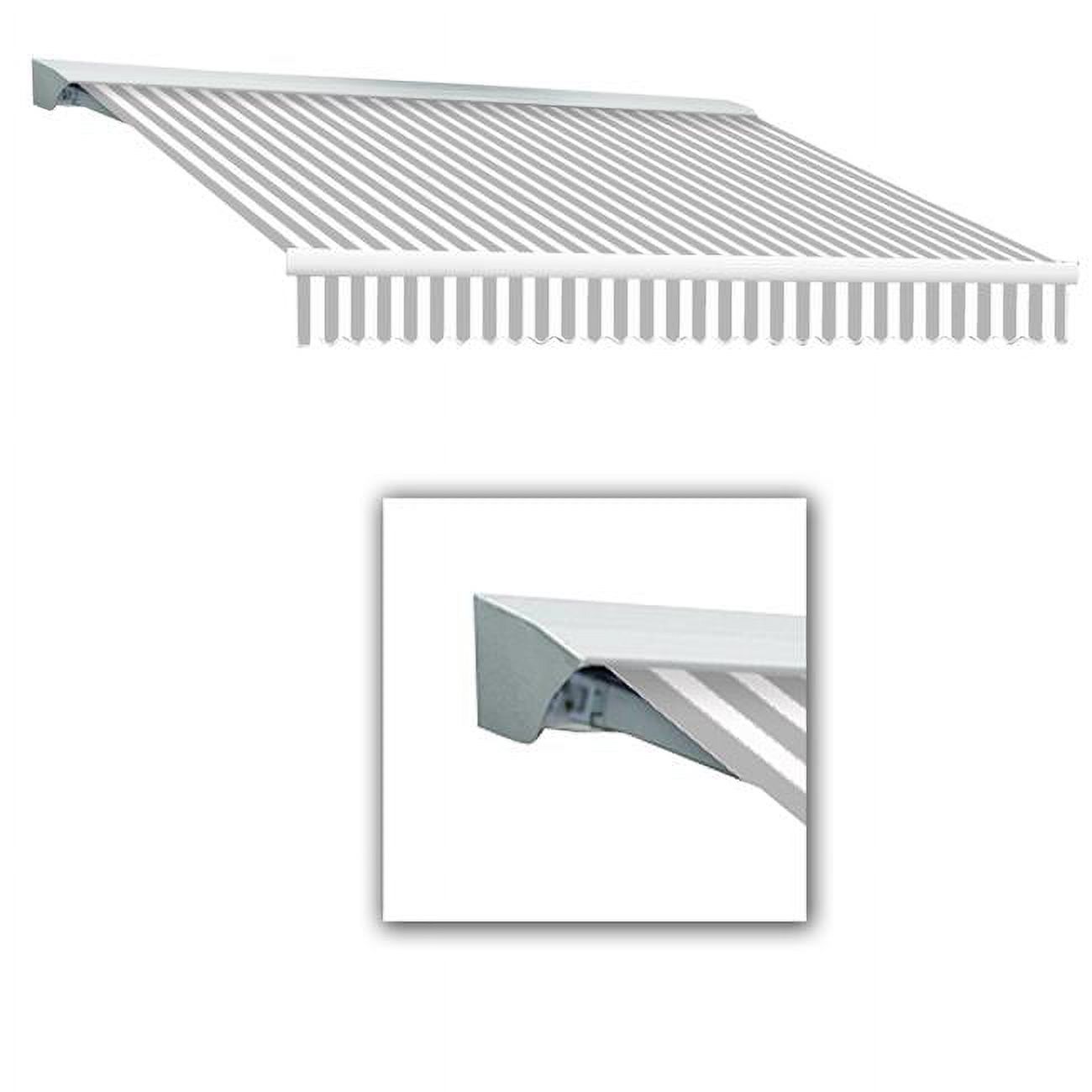 Awntech  10 ft. Destin with Hood Left Motor & Remote Retractable Awning, Gray & White - 96 in.